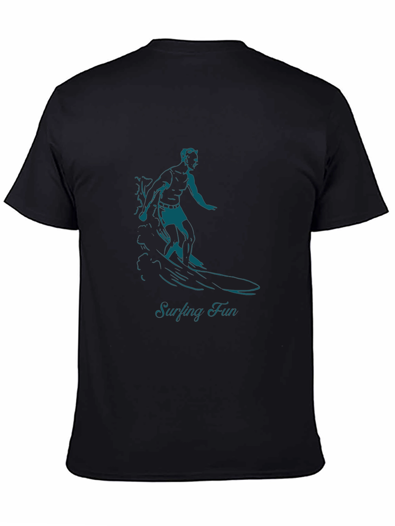 Surfing Fun Graphic Black T-Shirt