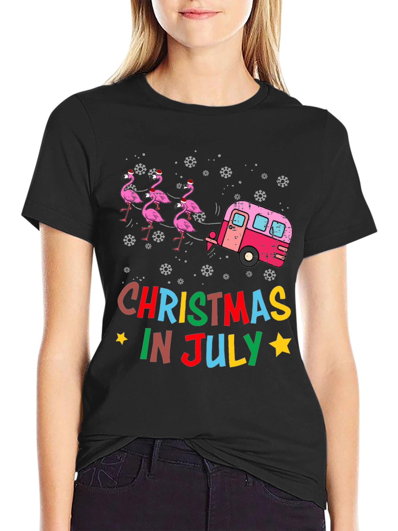 Christmas in July Flamingo T-Shirt