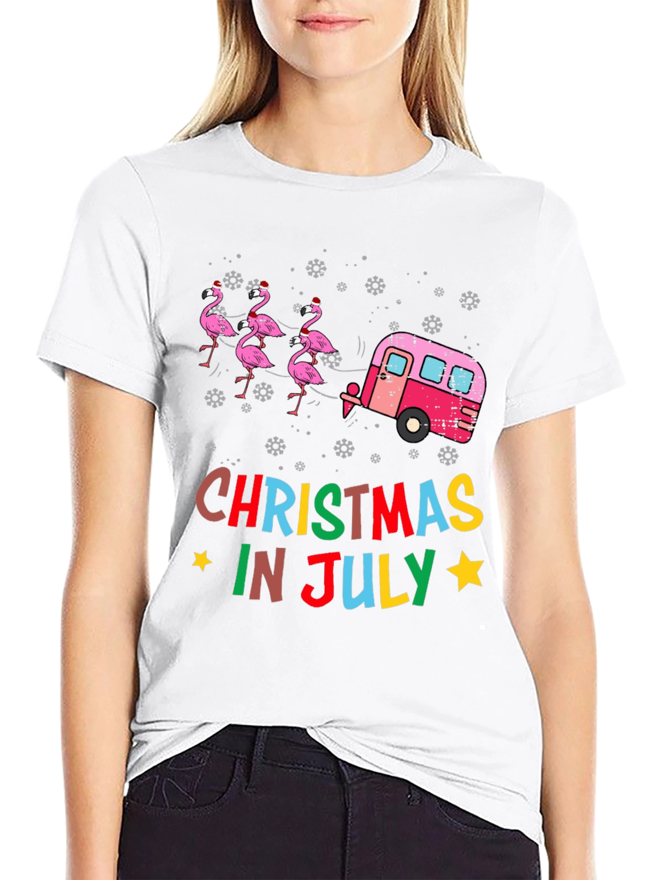 Christmas in July Flamingo T-Shirt