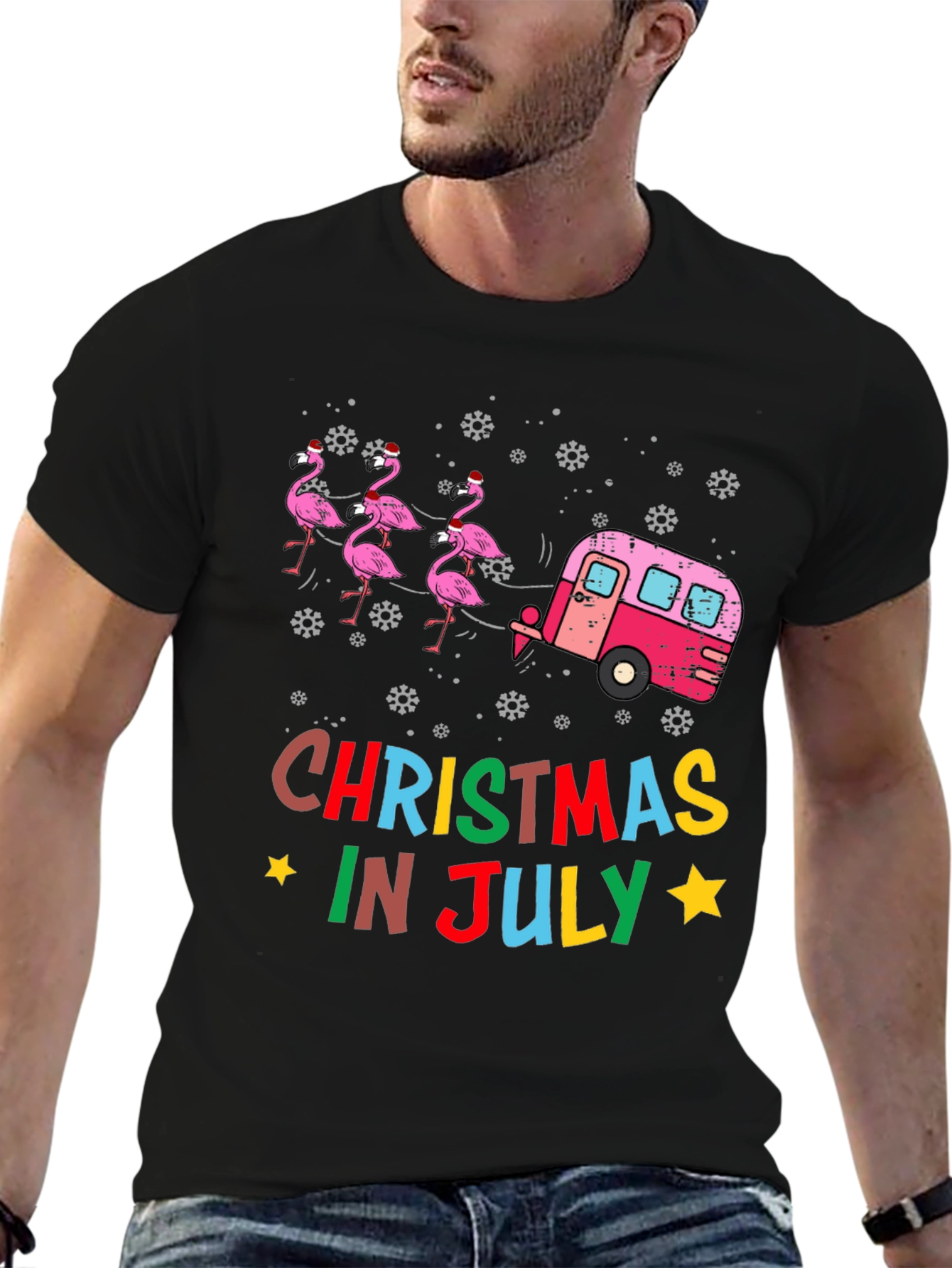 Christmas in July Flamingo T-Shirt