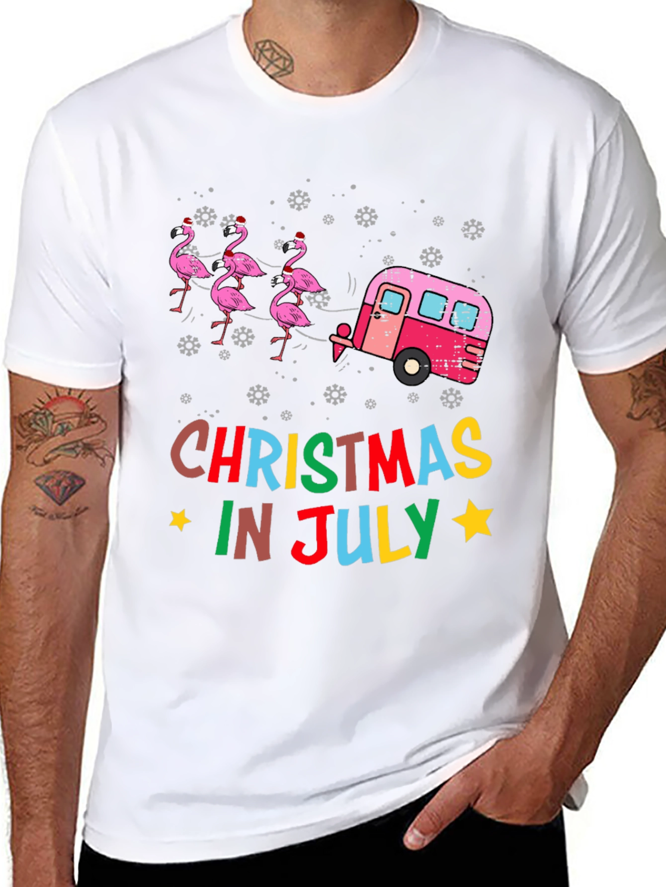 Christmas in July Flamingo T-Shirt