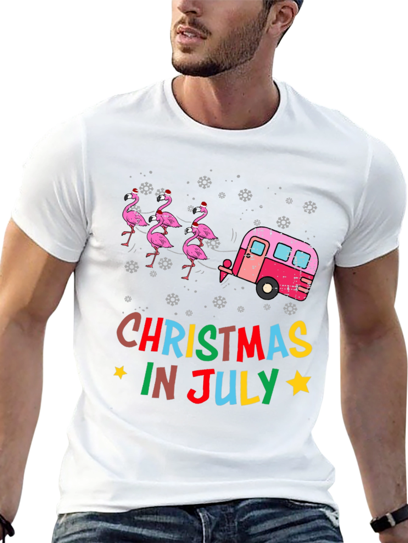 Christmas in July Flamingo T-Shirt