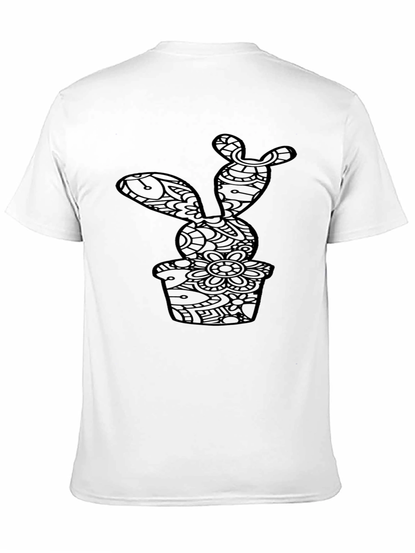 Black Cactus Print Crew Neck T-Shirt