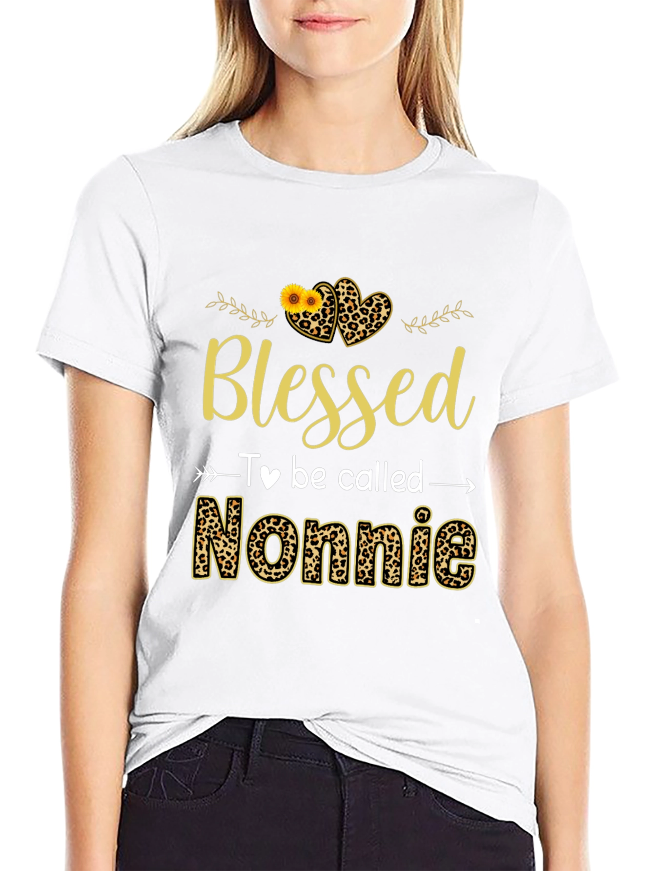Blessed Nonnie Leopard Print Graphic Tee