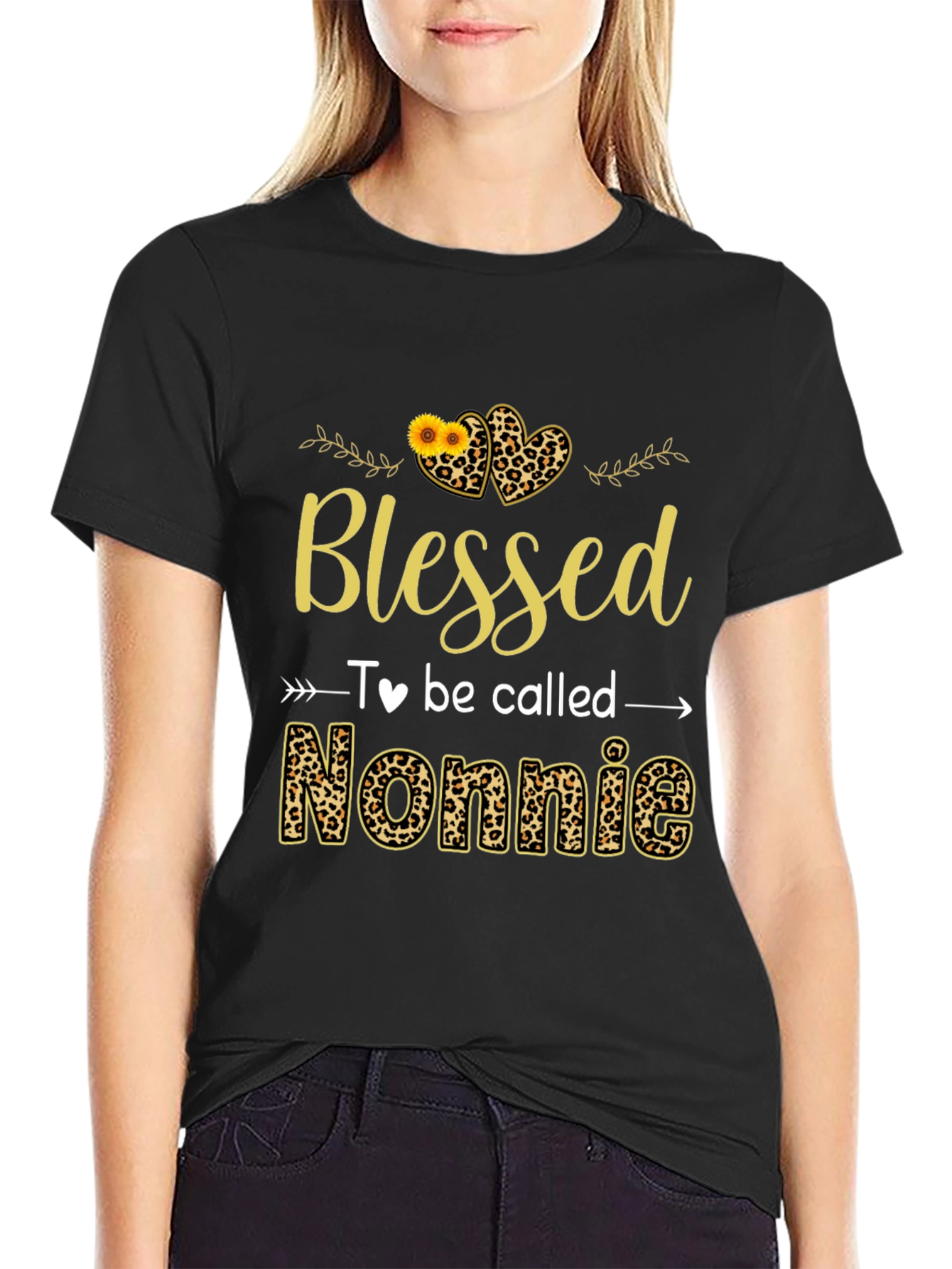 Blessed Nonnie Leopard Print Graphic Tee