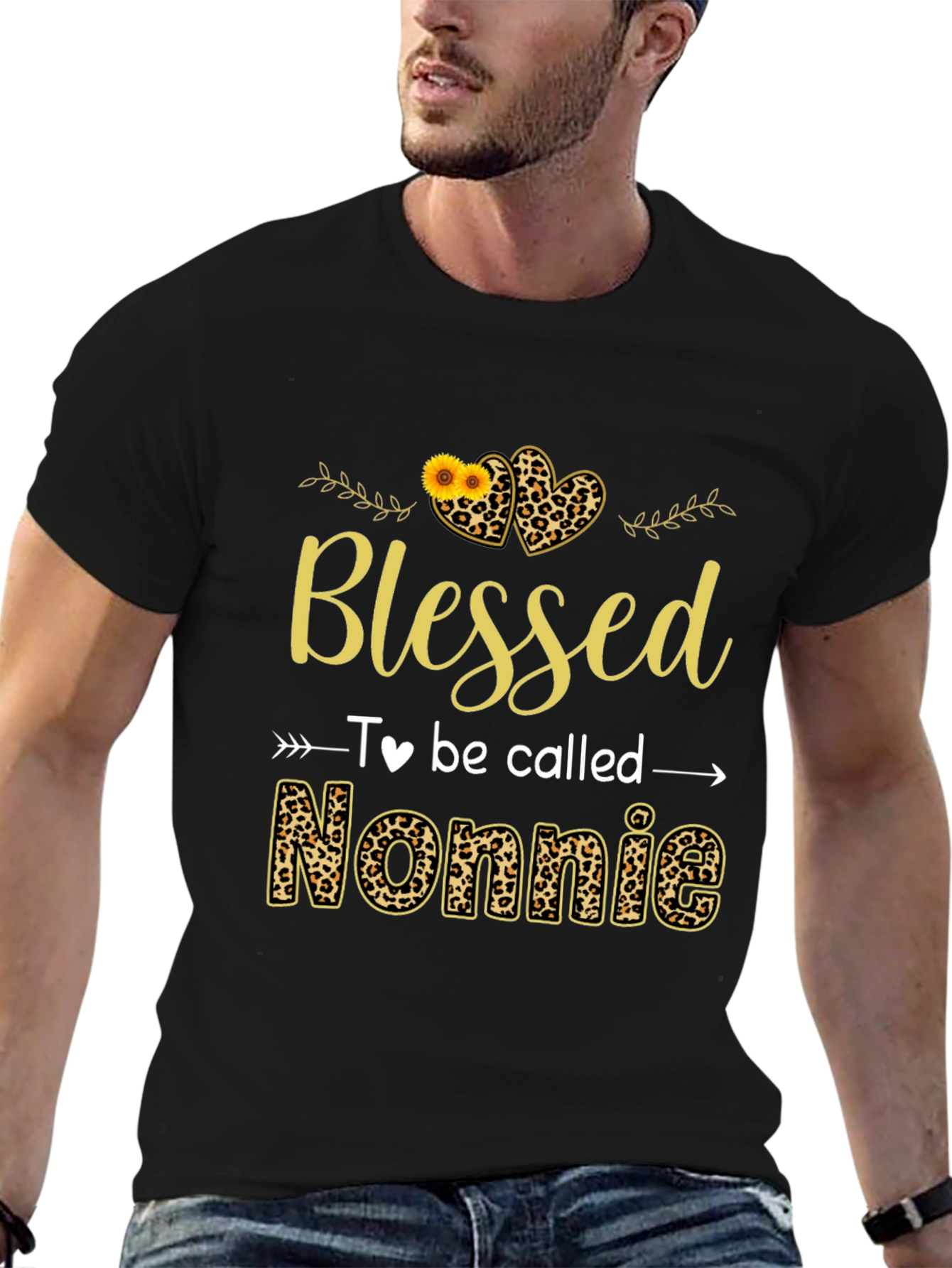 Blessed Nonnie Leopard Print Graphic Tee