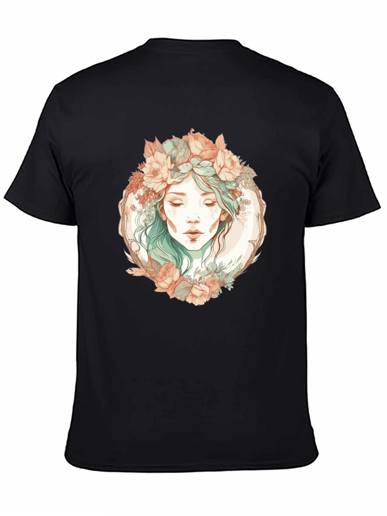 Floral Goddess Graphic Black T-Shirt