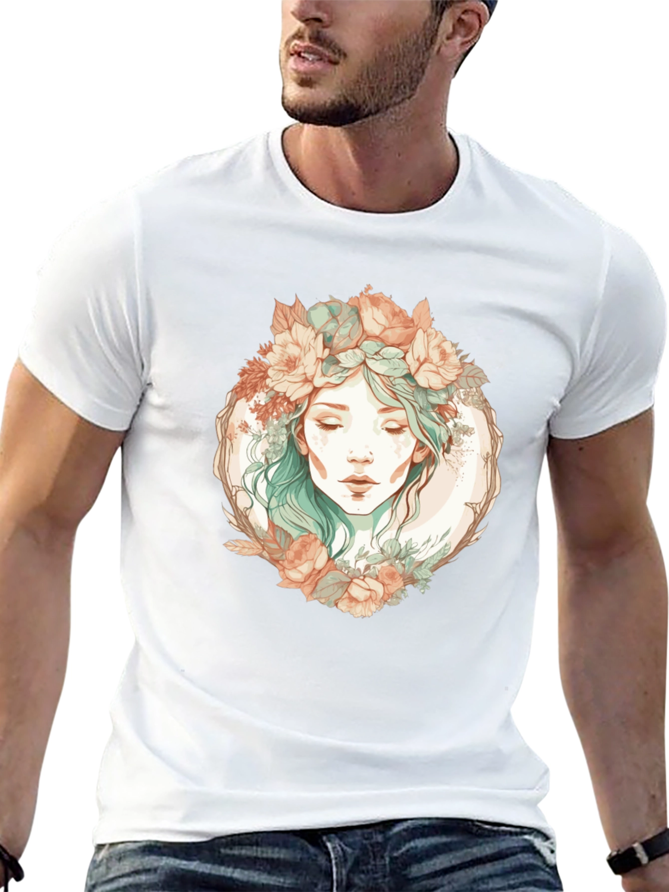 Floral Goddess Graphic Black T-Shirt