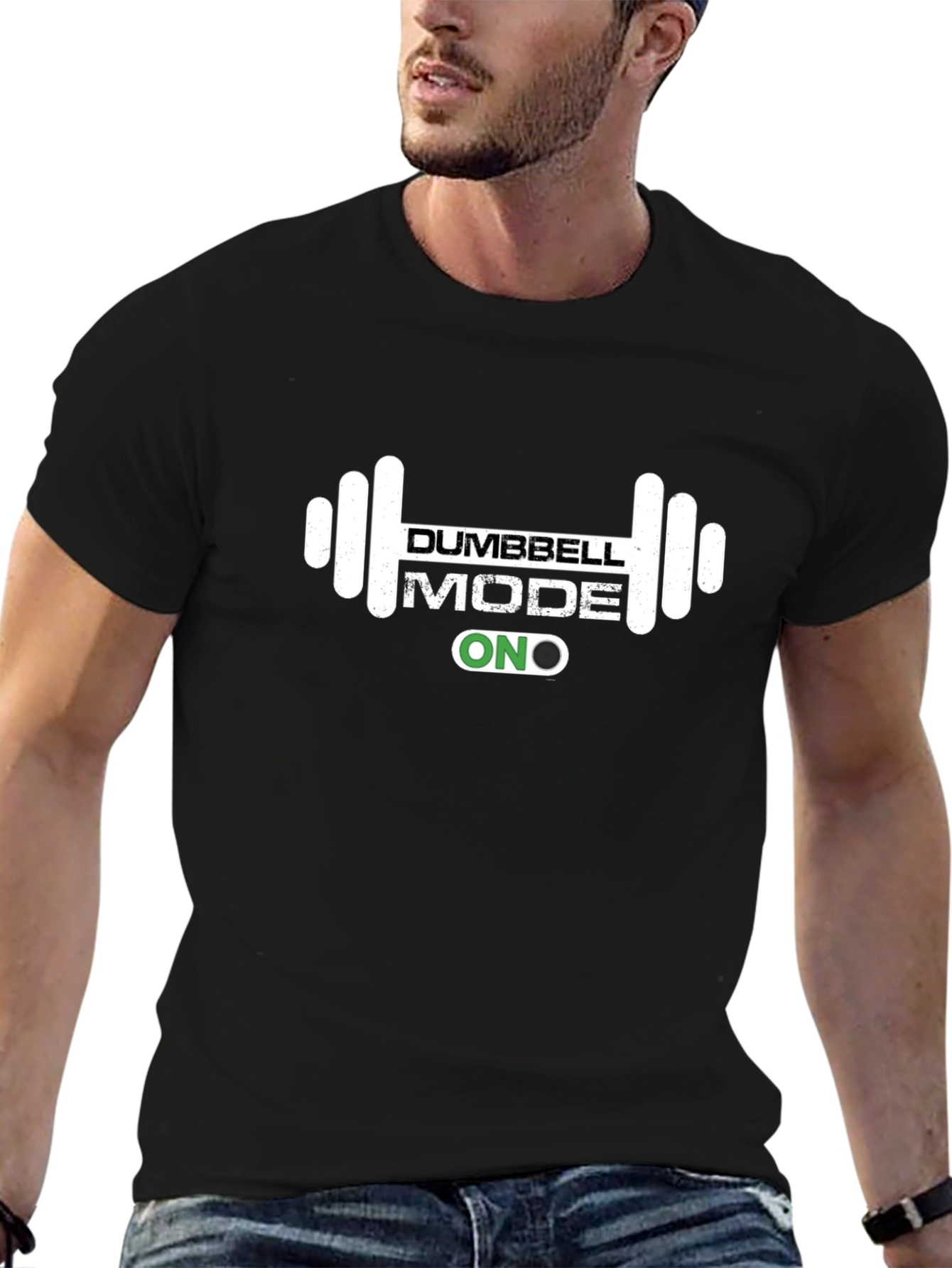 Dumbbell Mode ON Graphic T-Shirt - Workout Ready