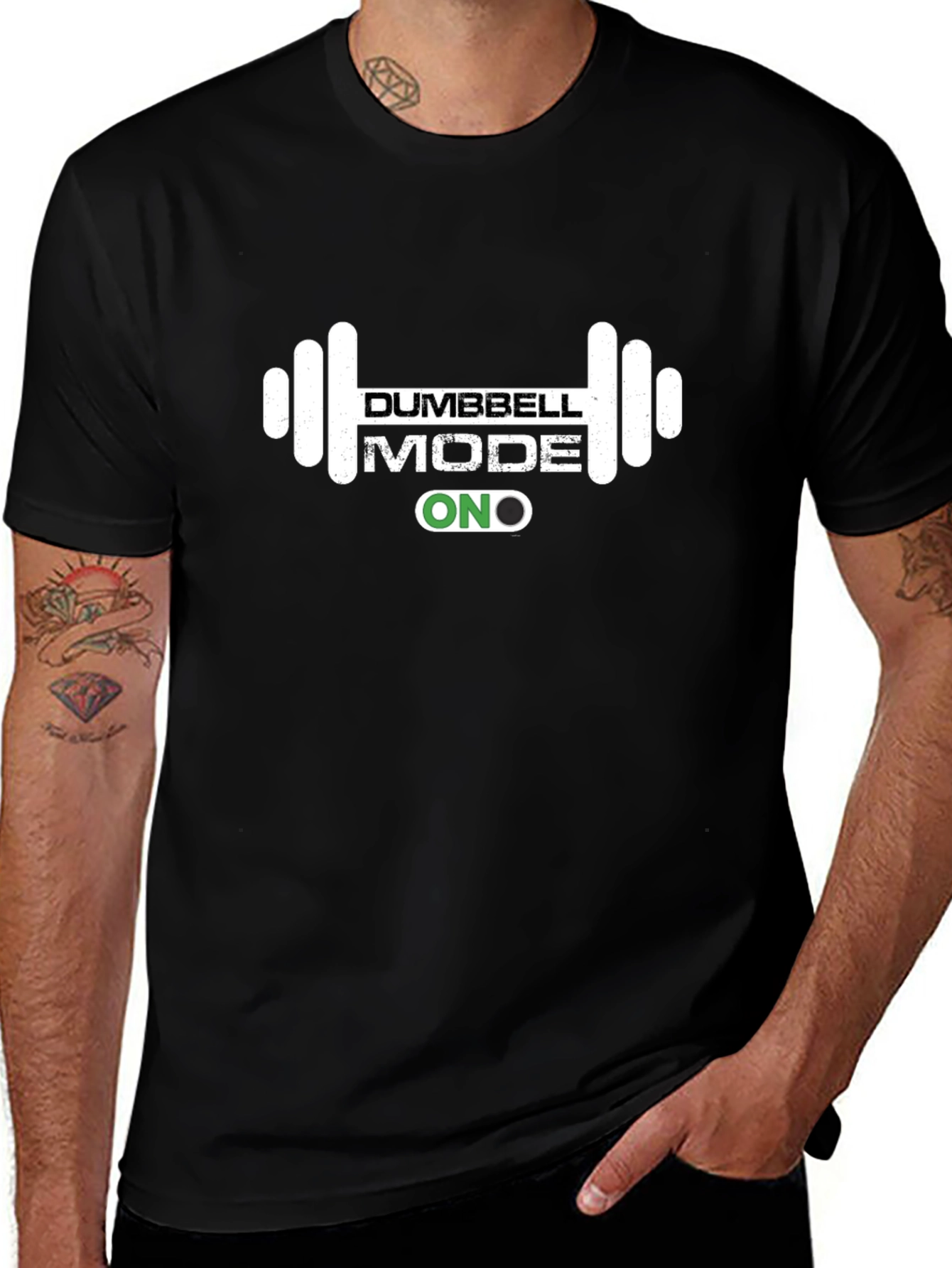 Dumbbell Mode ON Graphic T-Shirt - Workout Ready