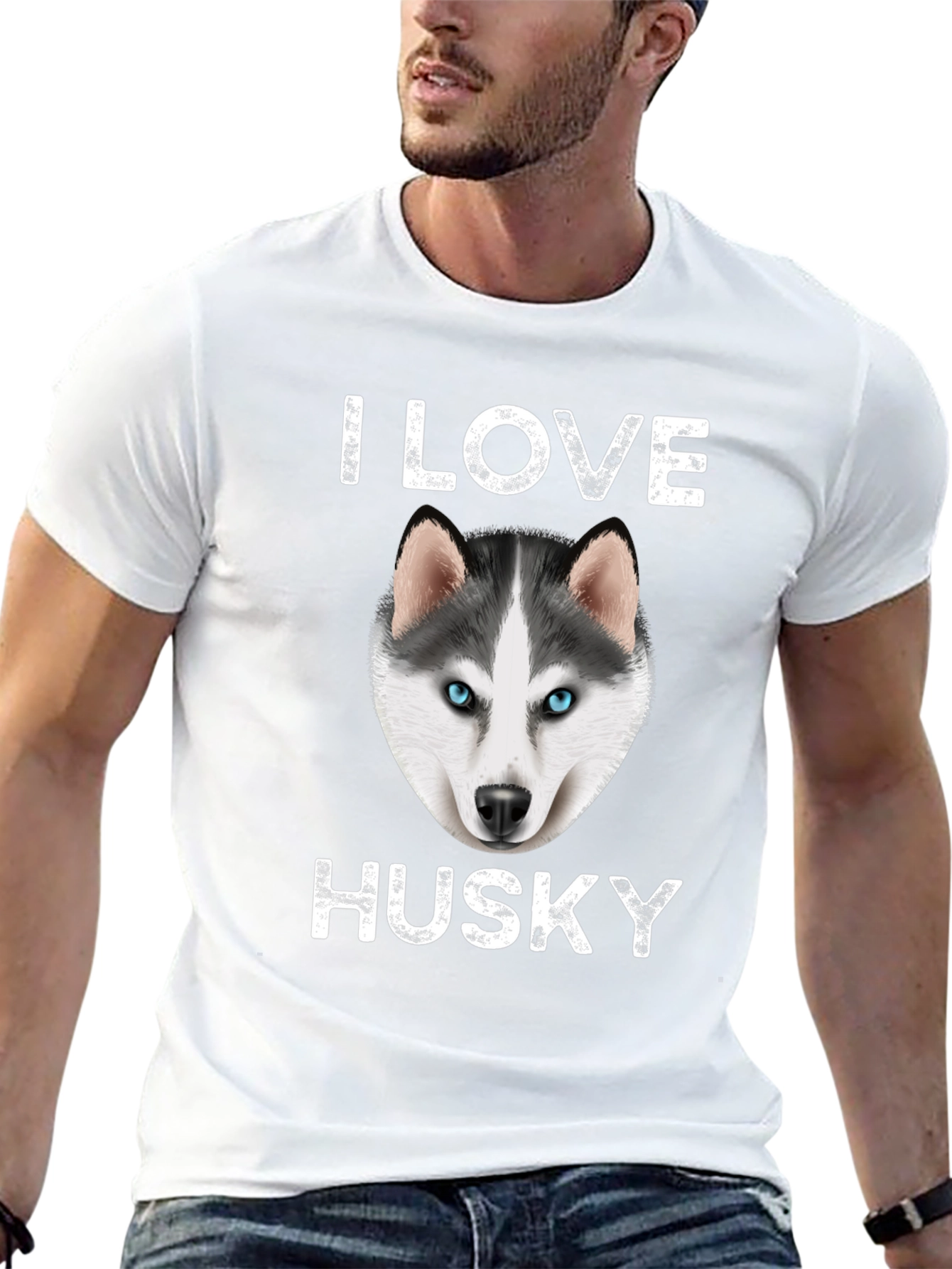 I Love Husky Graphic T-Shirt - Black