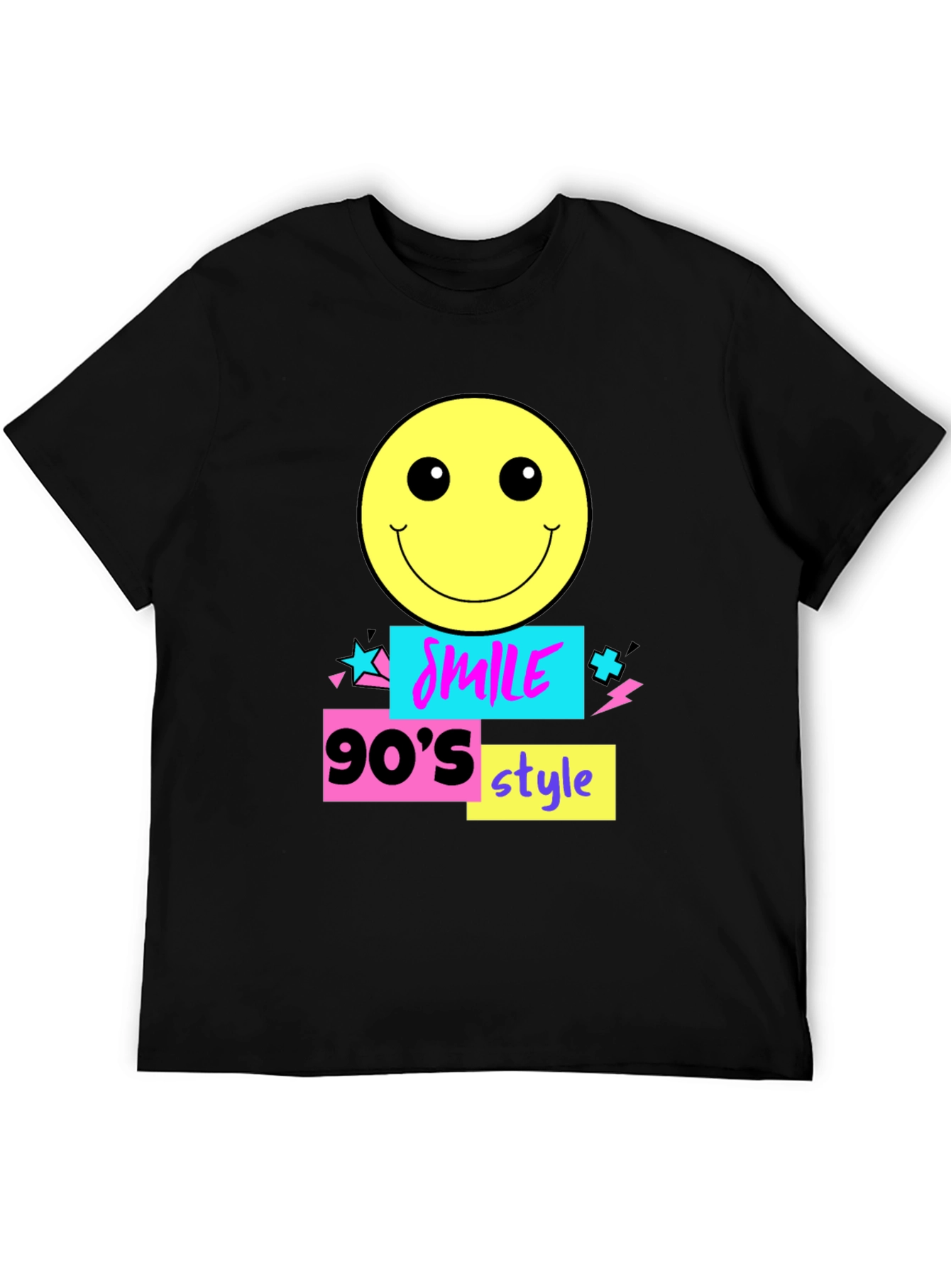 90s Style Smile Graphic Tee - Black