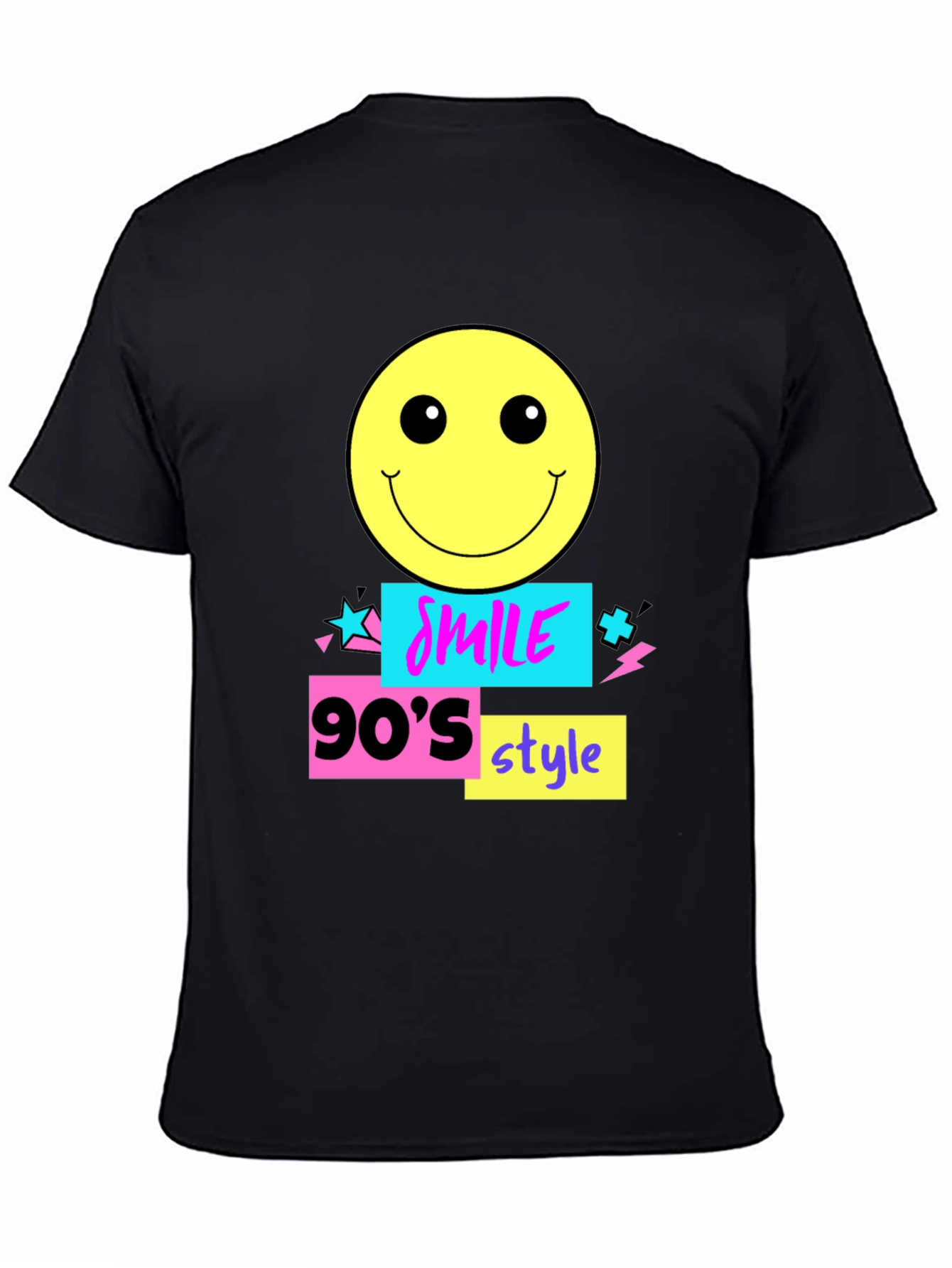 90s Style Smile Graphic Tee - Black
