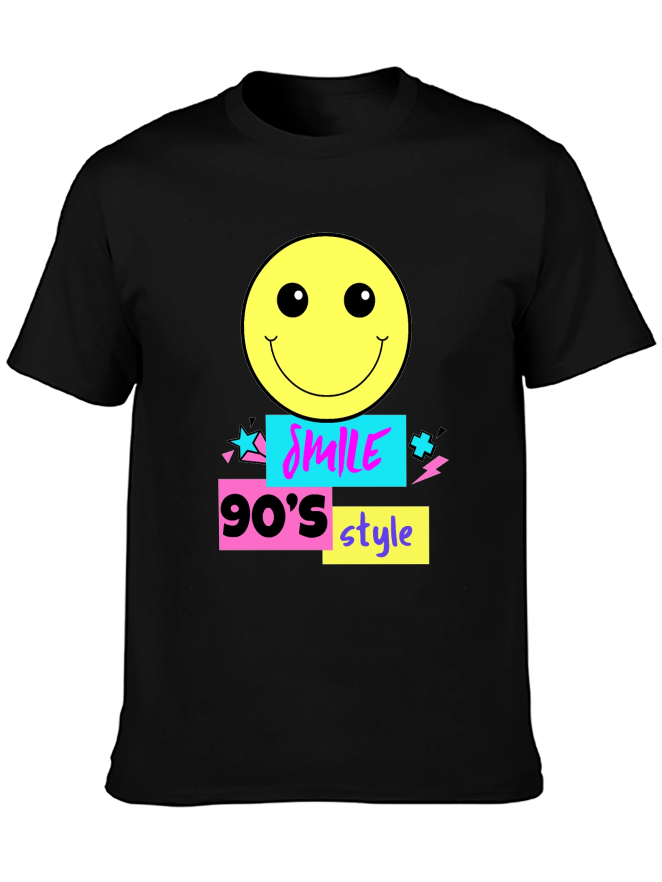 90s Style Smile Graphic Tee - Black