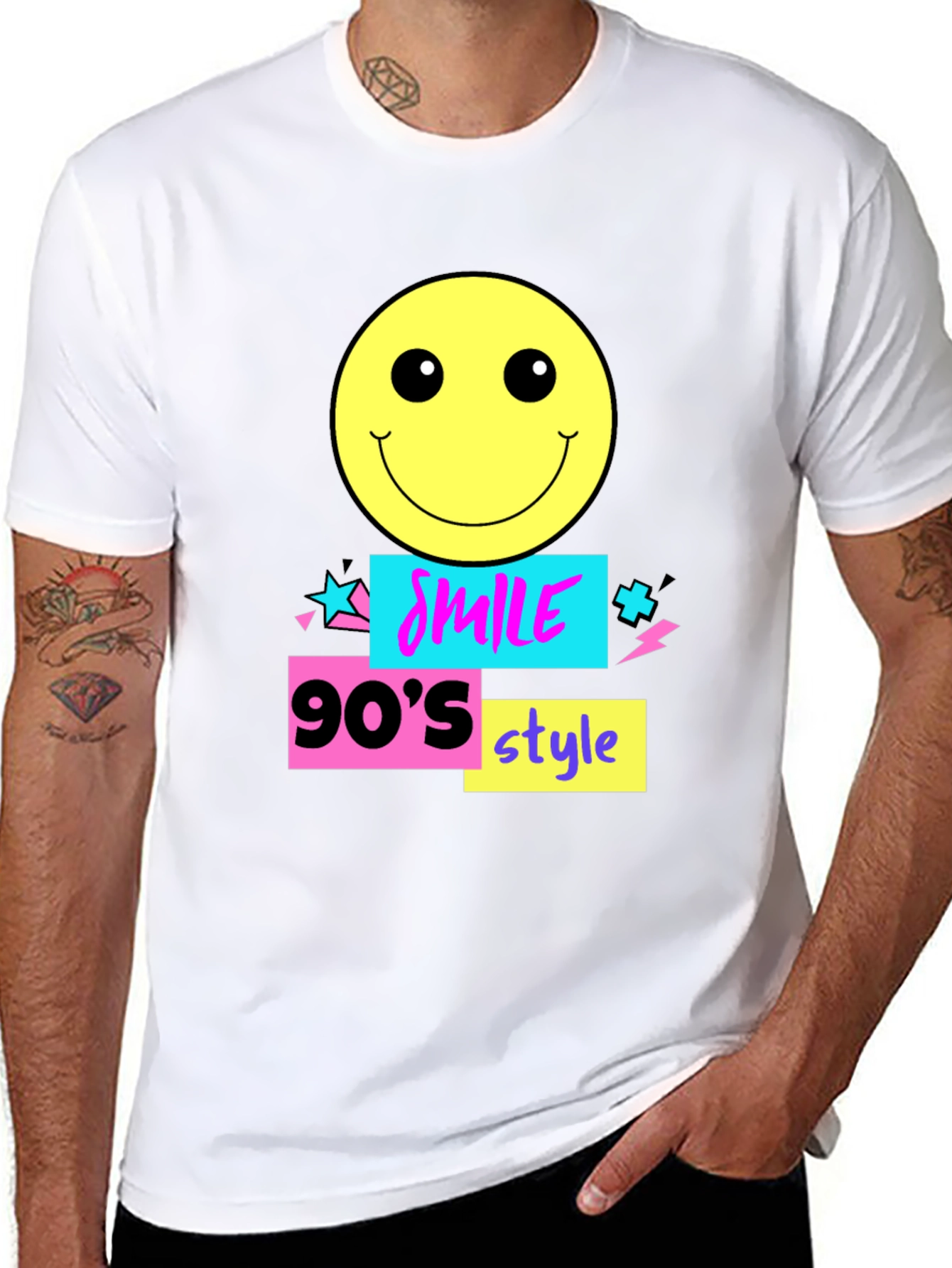90s Style Smile Graphic Tee - Black