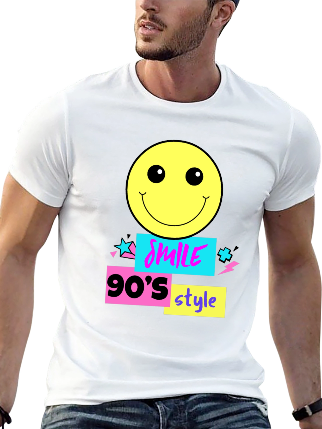 90s Style Smile Graphic Tee - Black