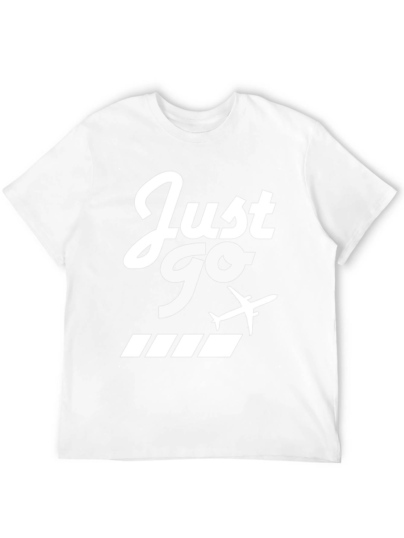 Just Go Airplane Graphic Tee - Black Cotton T-Shirt