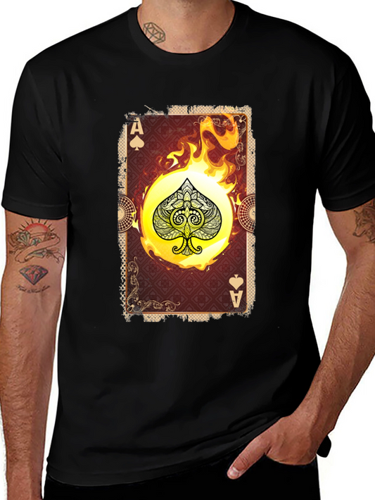 Ace of Spades Graphic T-Shirt - Burning Card Design