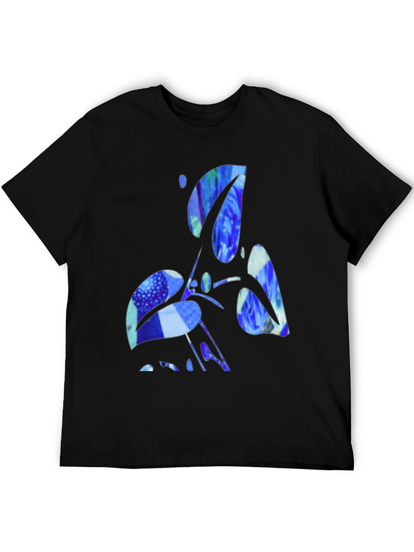 Abstract Blue Graphic Black T-Shirt