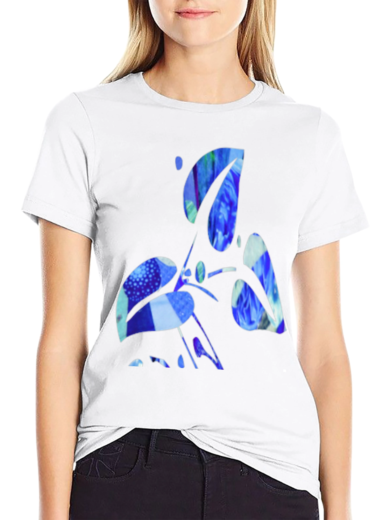Abstract Blue Graphic Black T-Shirt