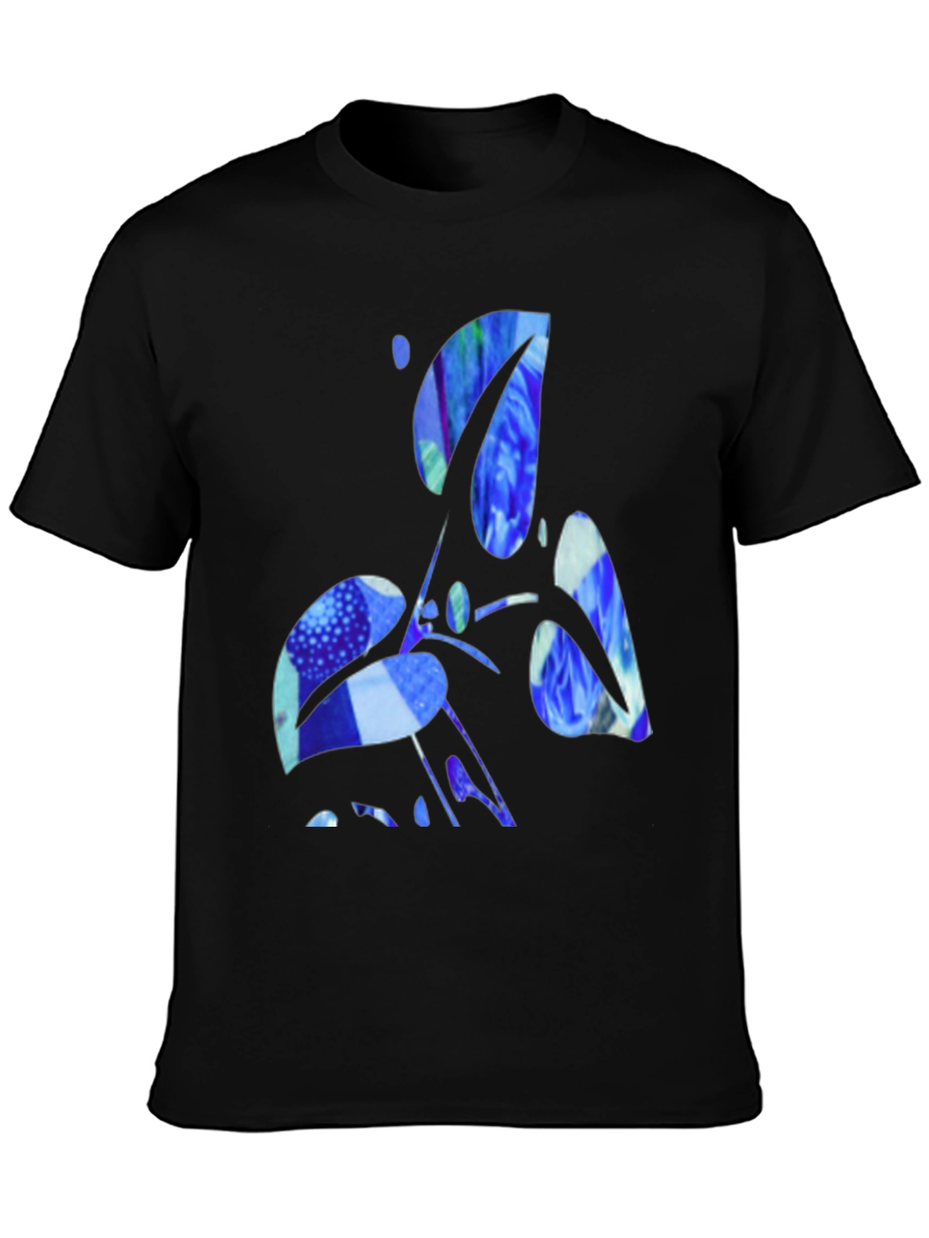 Abstract Blue Graphic Black T-Shirt