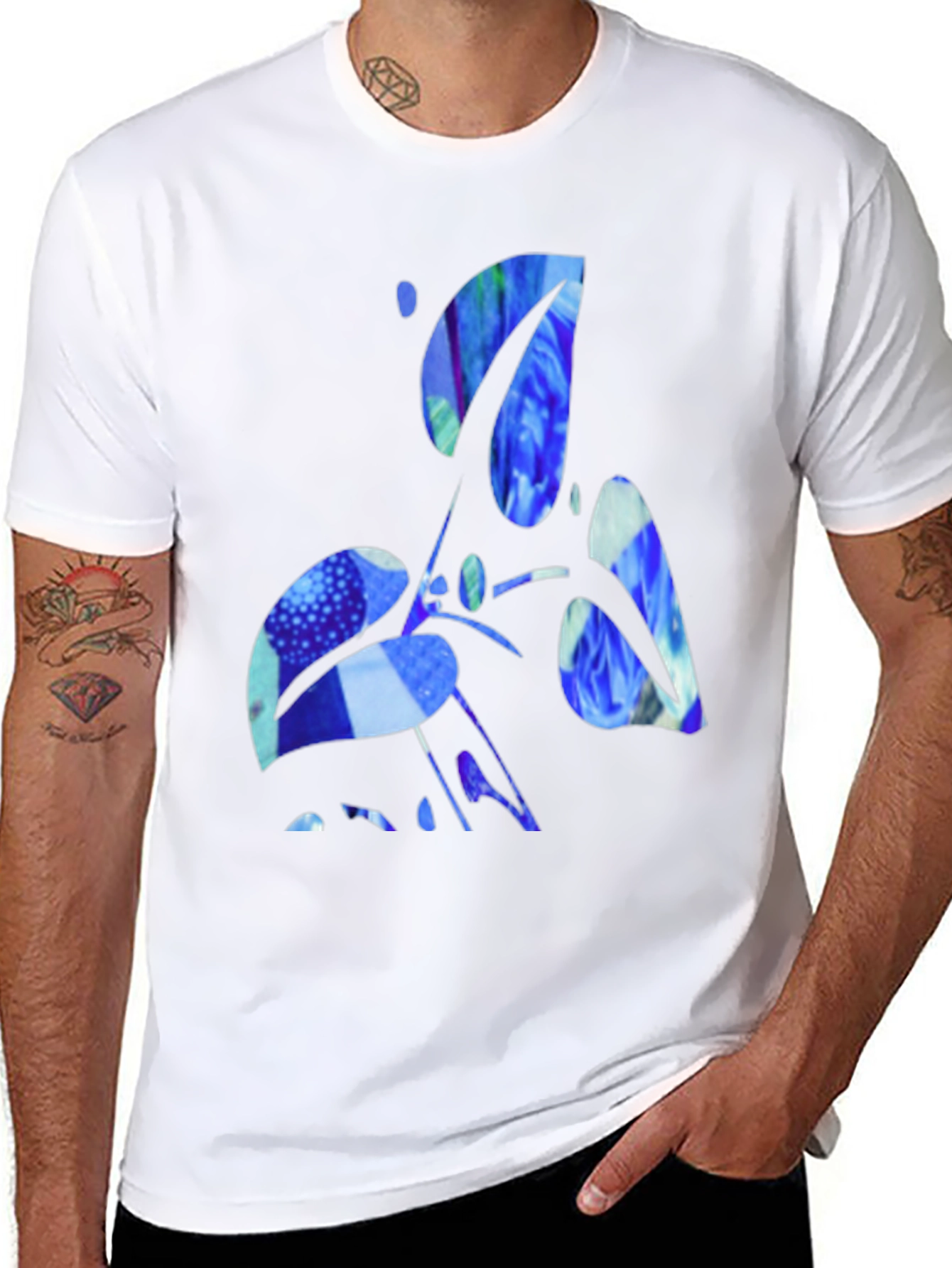 Abstract Blue Graphic Black T-Shirt