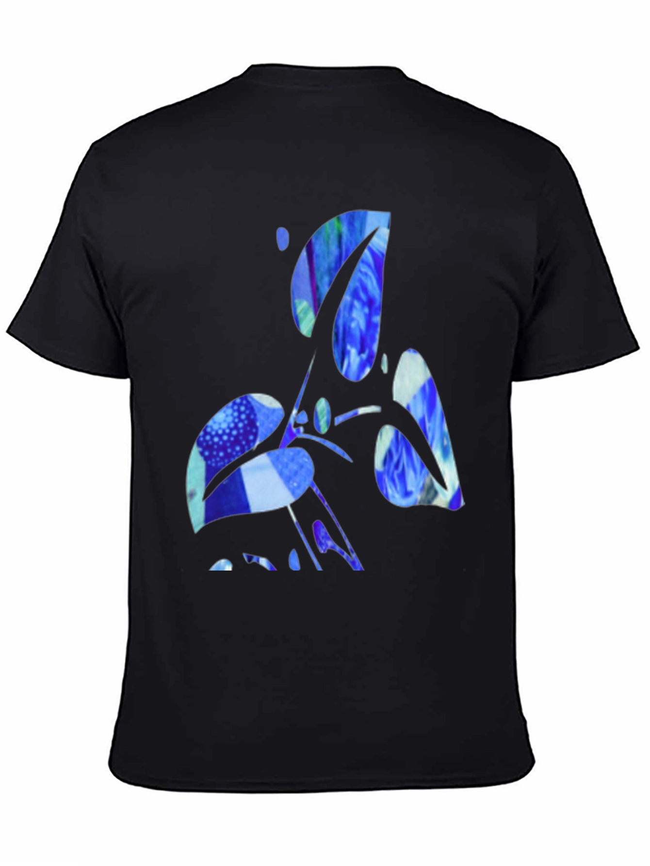 Abstract Blue Graphic Black T-Shirt