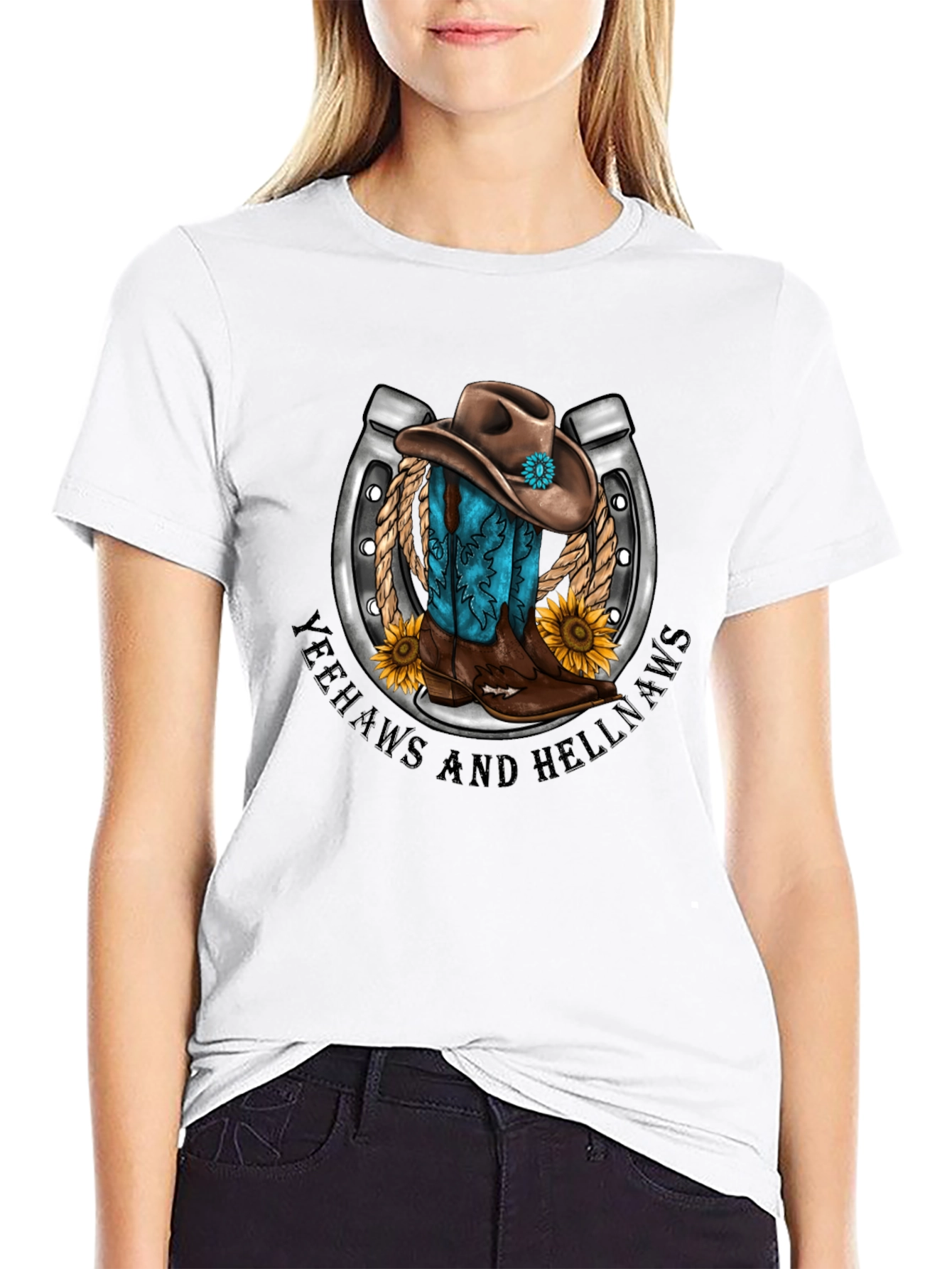 Yeehaws and Hellnaws Cowboy Tee