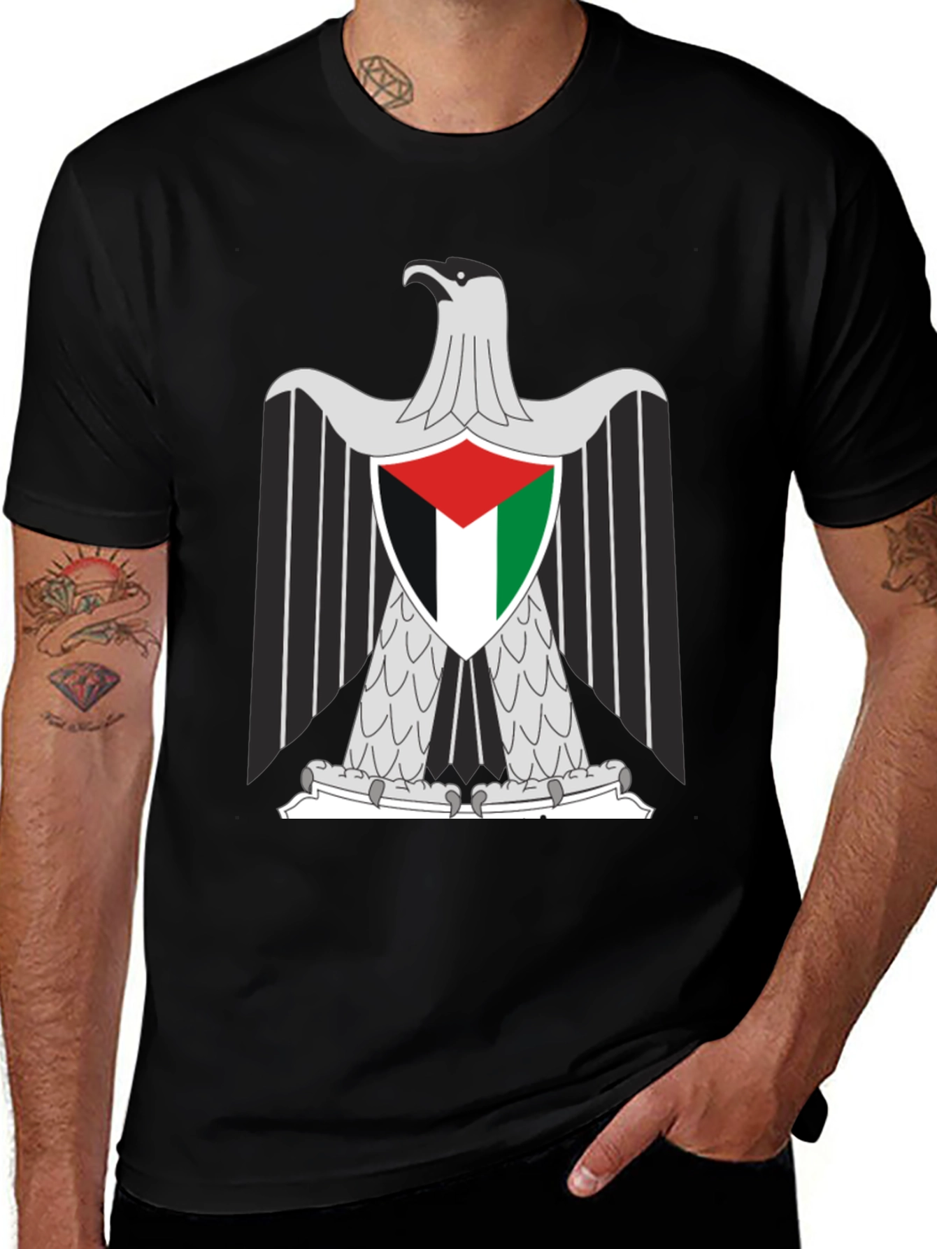 Palestine Eagle Graphic Tee - Black