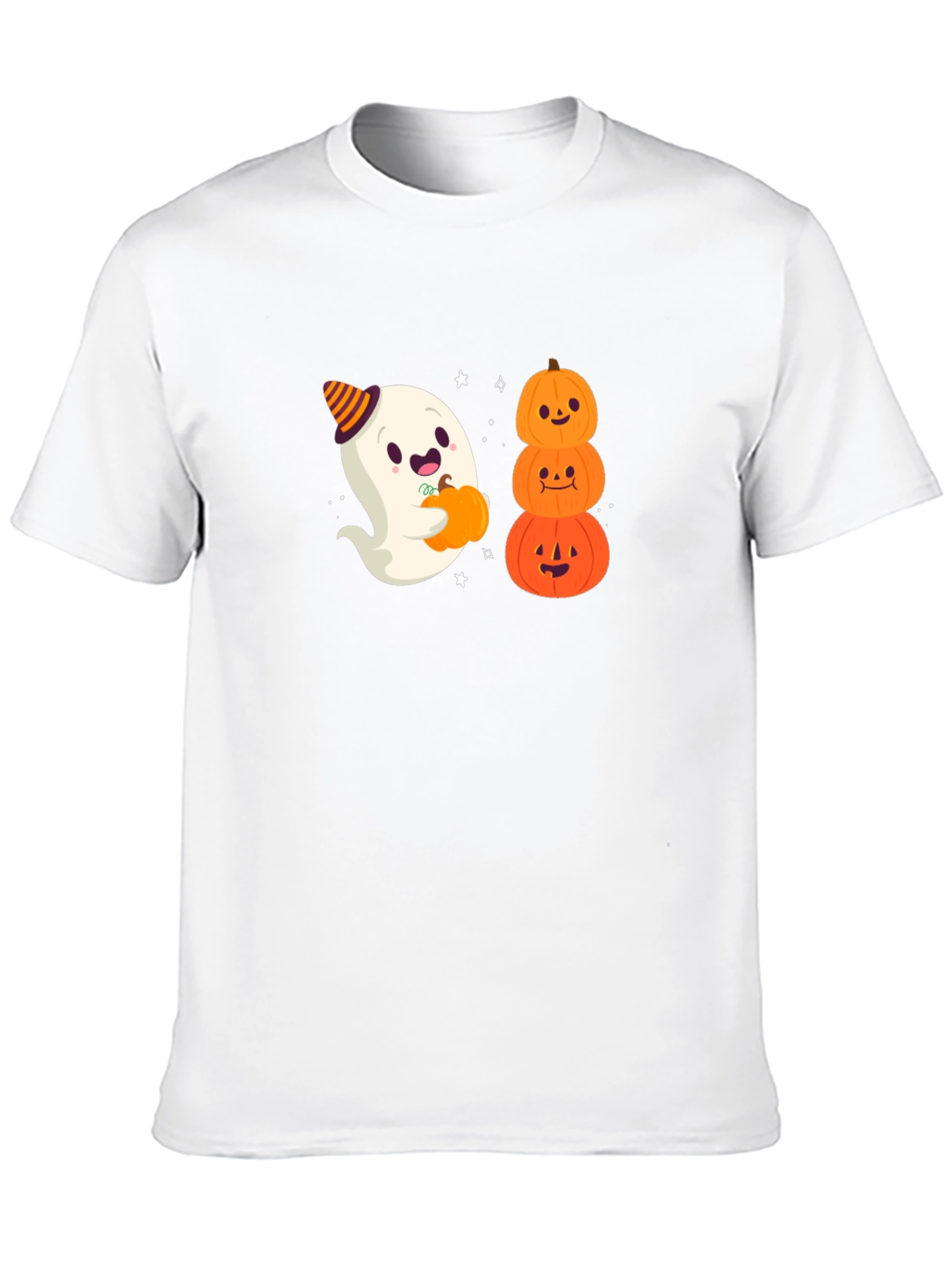 Halloween Ghost & Pumpkins Black T-Shirt