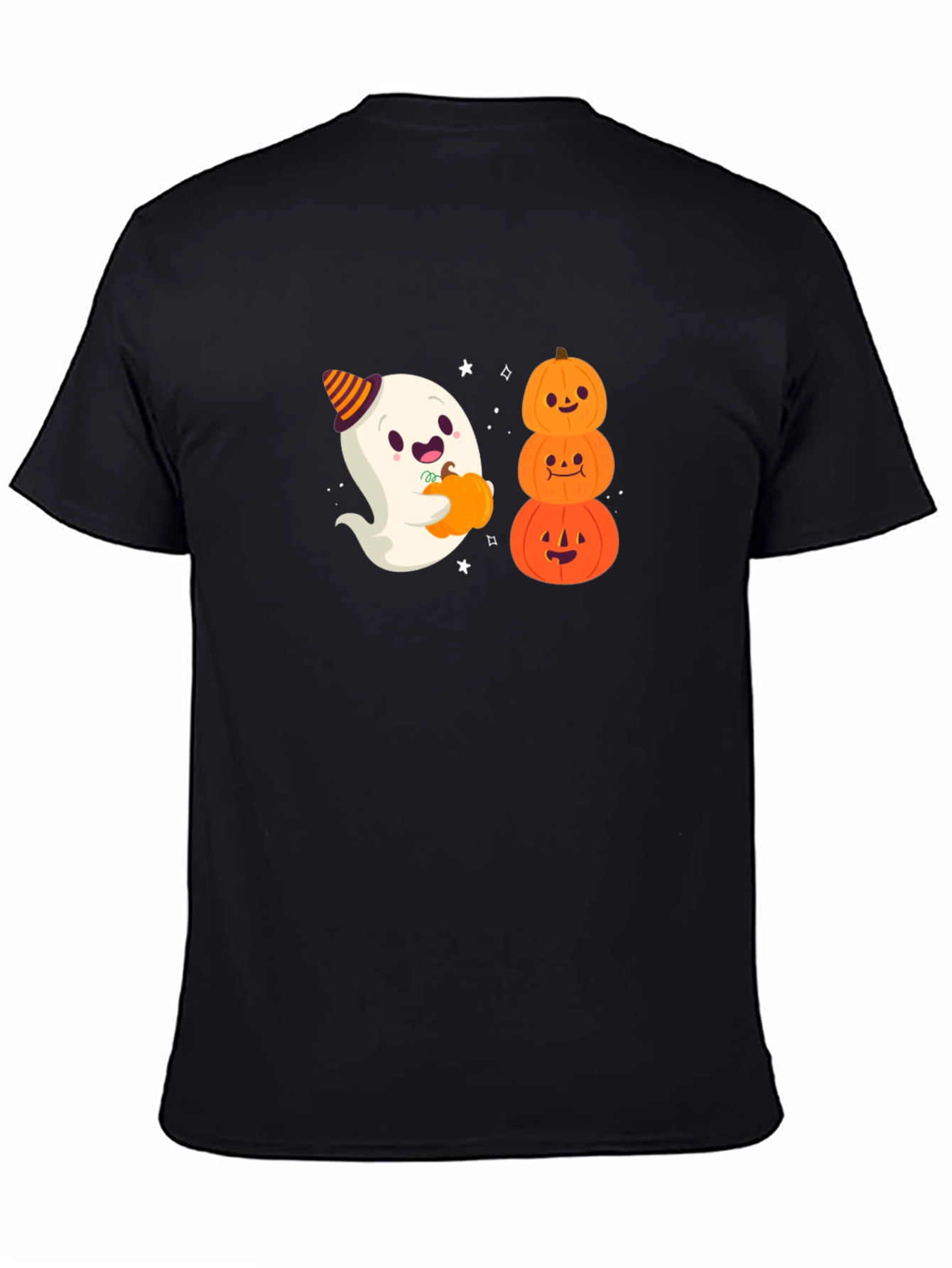 Halloween Ghost & Pumpkins Black T-Shirt