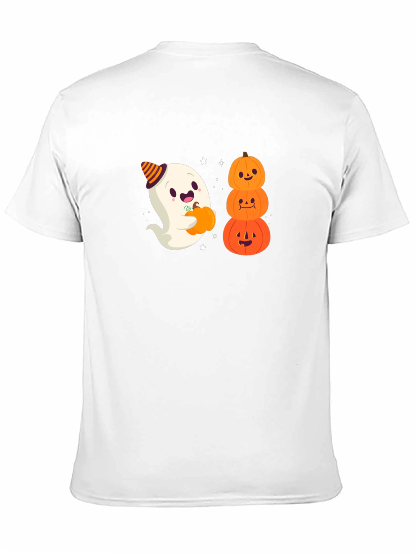 Halloween Ghost & Pumpkins Black T-Shirt