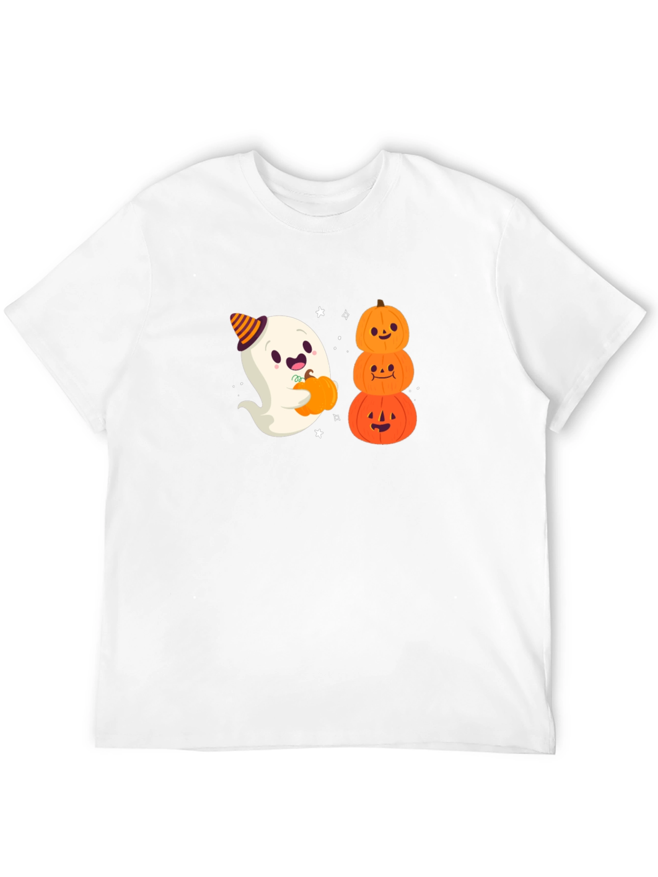 Halloween Ghost & Pumpkins Black T-Shirt