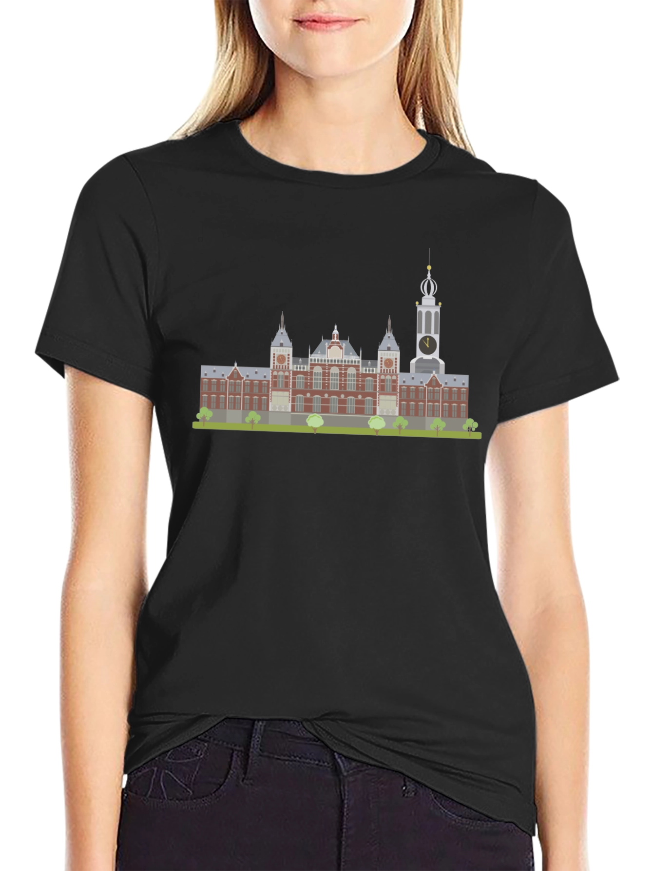 Amsterdam Building Graphic Tee - Black