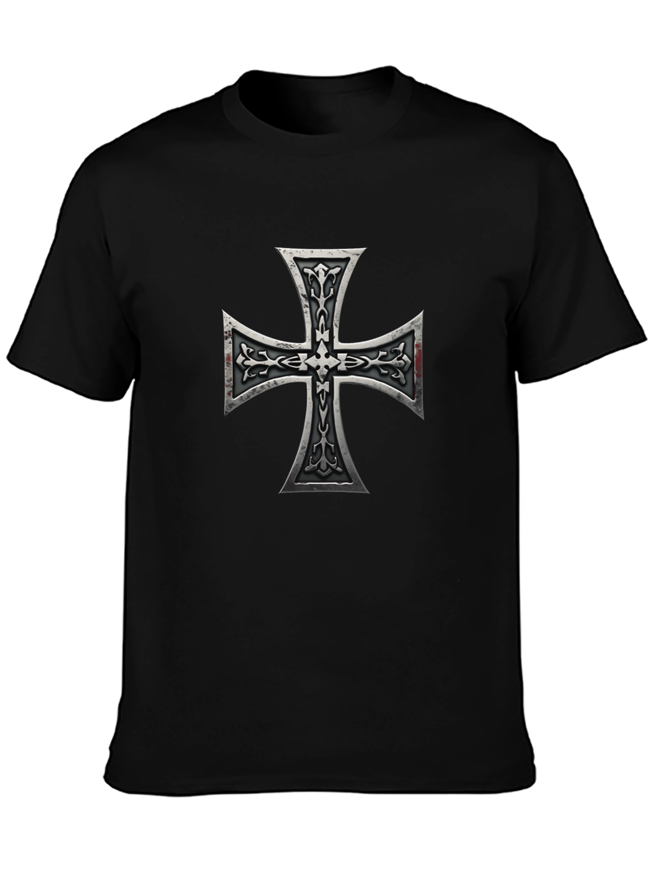 Iron Cross Graphic Print Black T-Shirt
