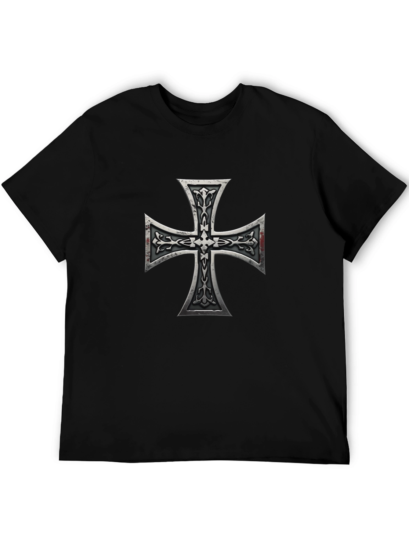 Iron Cross Graphic Print Black T-Shirt