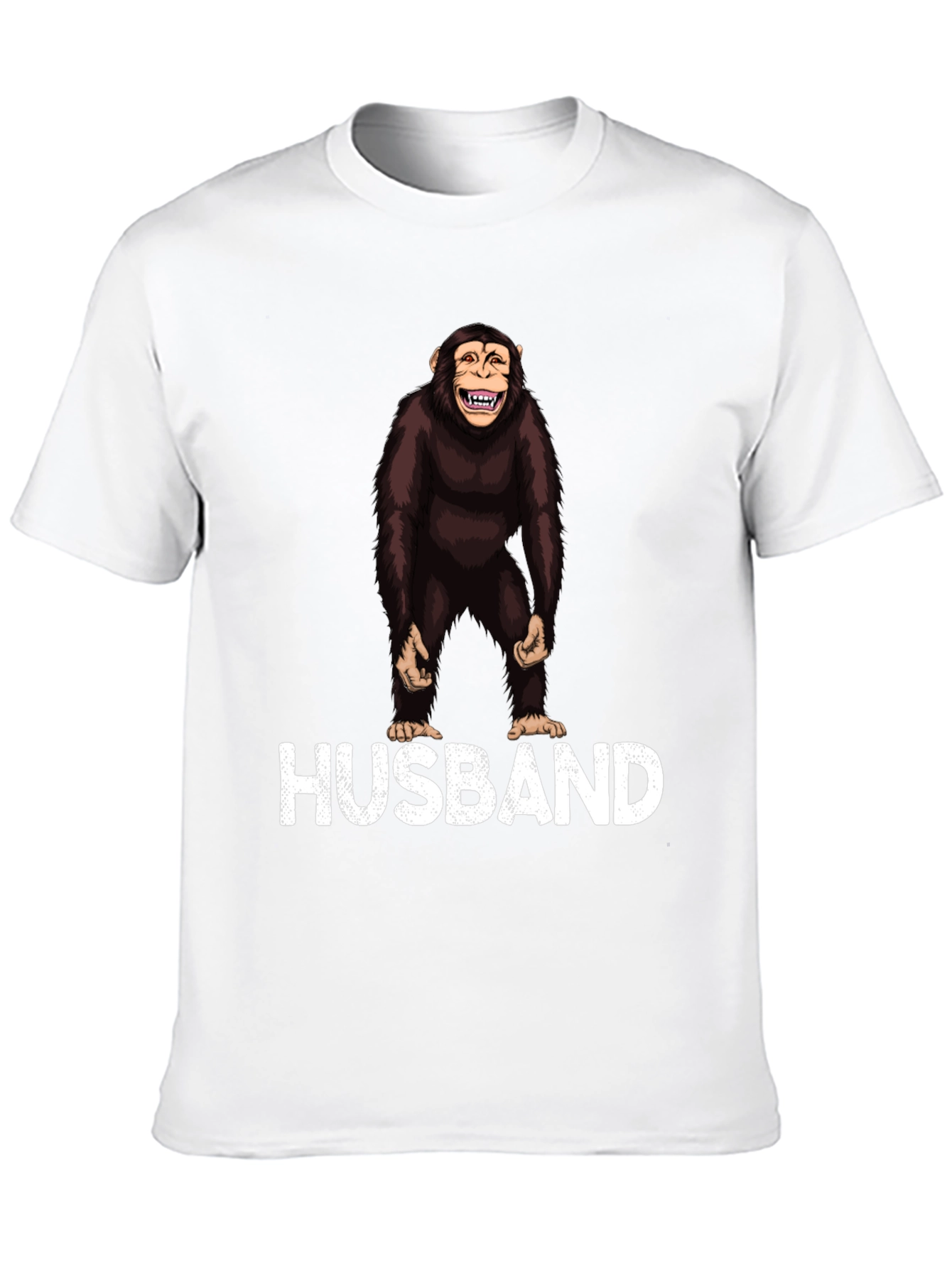 Funny Monkey Husband Graphic Tee - Black Mens T-Shirt