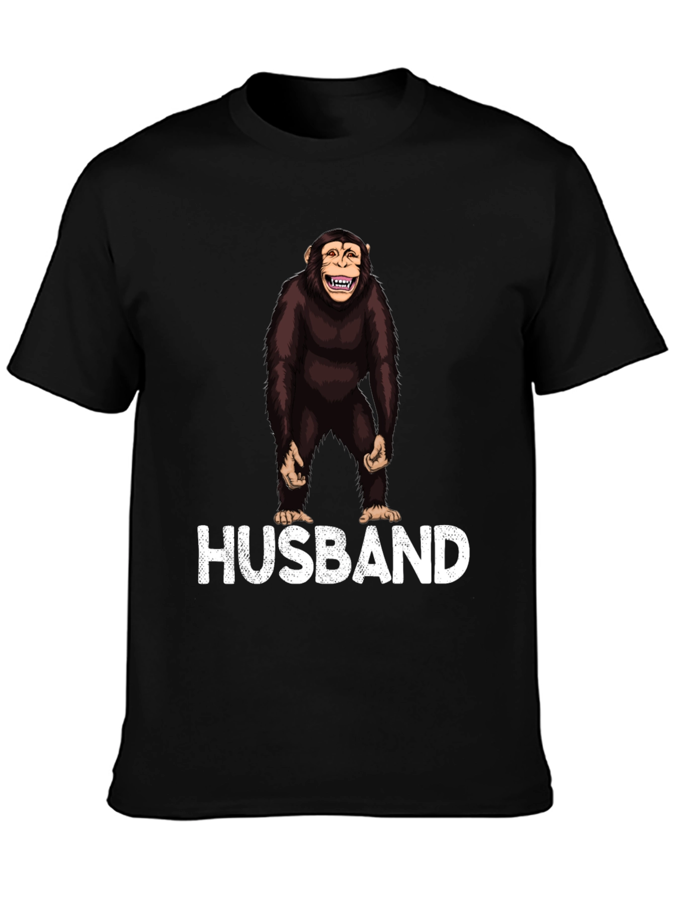 Funny Monkey Husband Graphic Tee - Black Mens T-Shirt