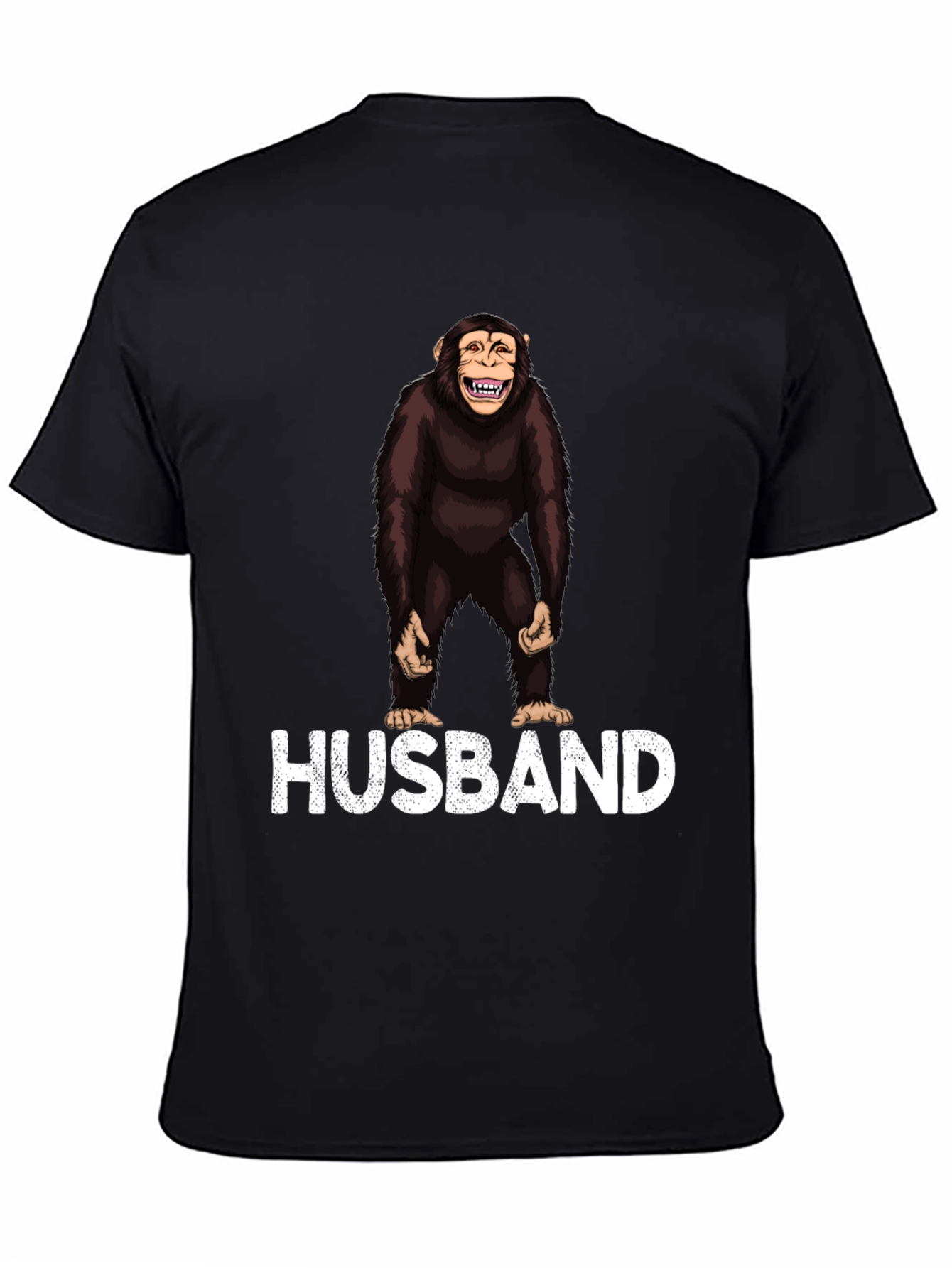 Funny Monkey Husband Graphic Tee - Black Mens T-Shirt