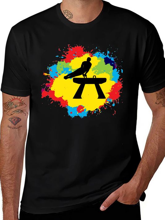Gymnast Pommel Horse T-Shirt - Colorful Splash Design
