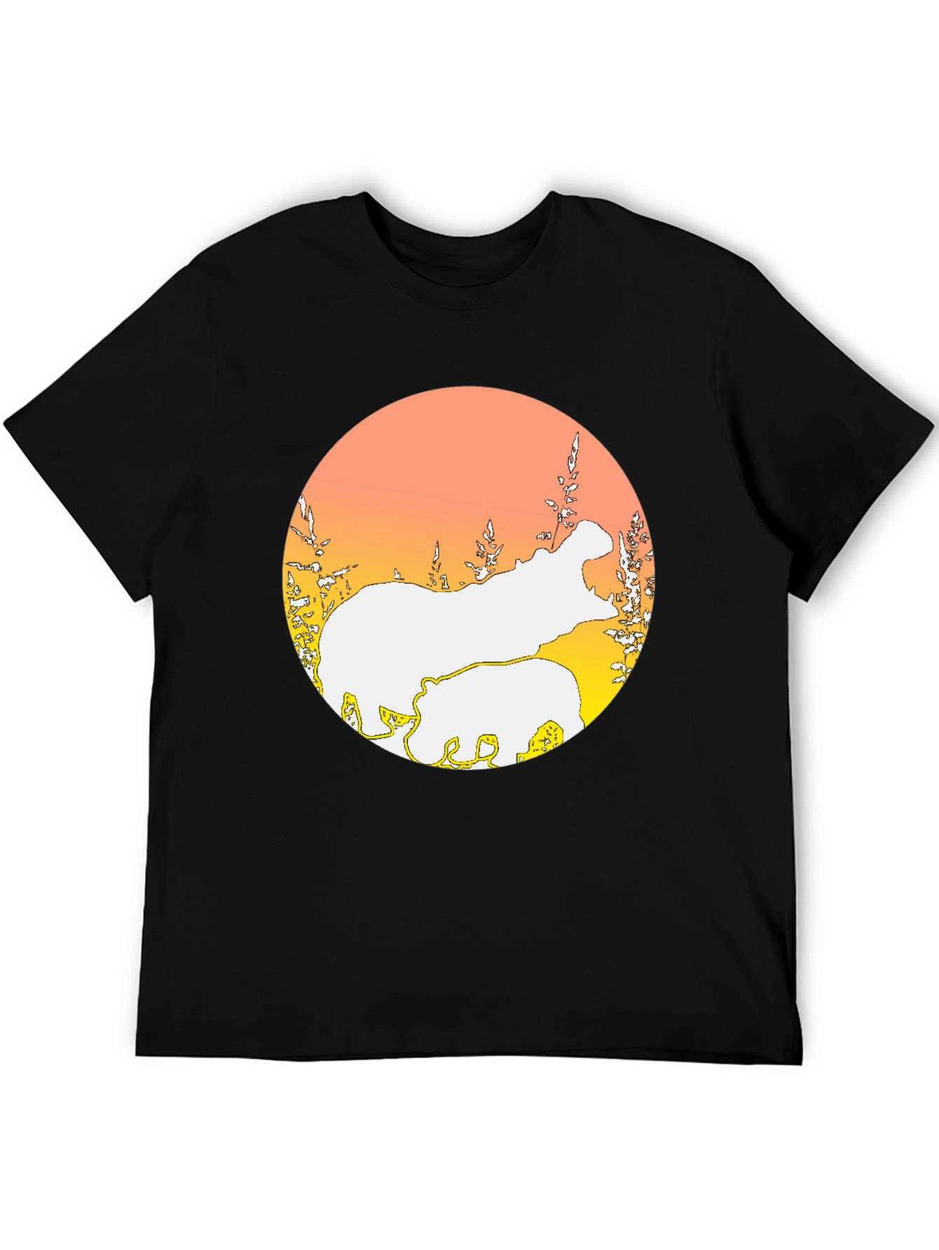 Hippo Silhouette Graphic Tee - Black