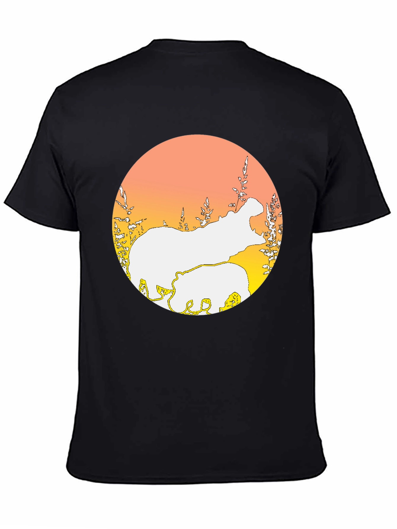 Hippo Silhouette Graphic Tee - Black
