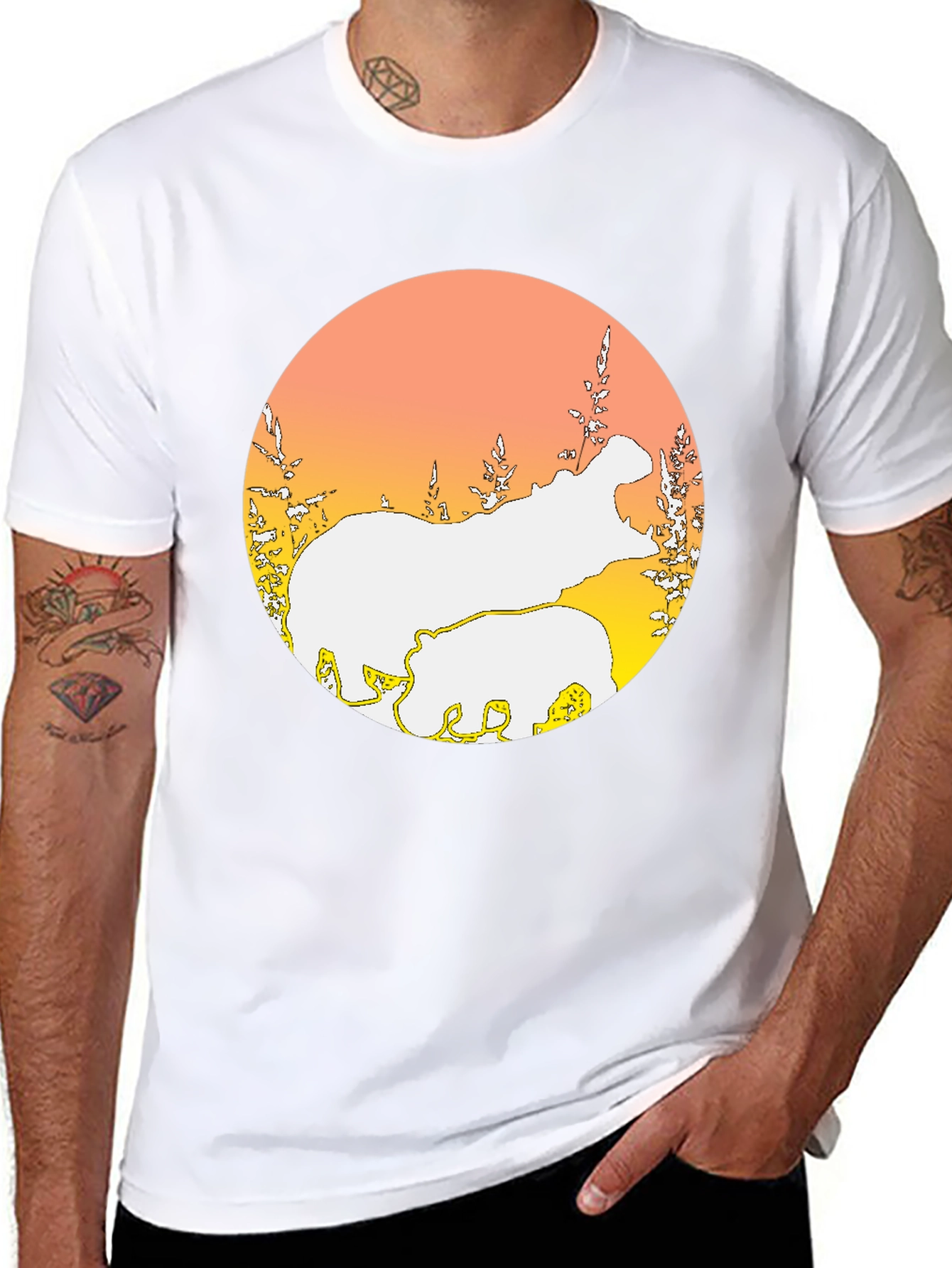 Hippo Silhouette Graphic Tee - Black