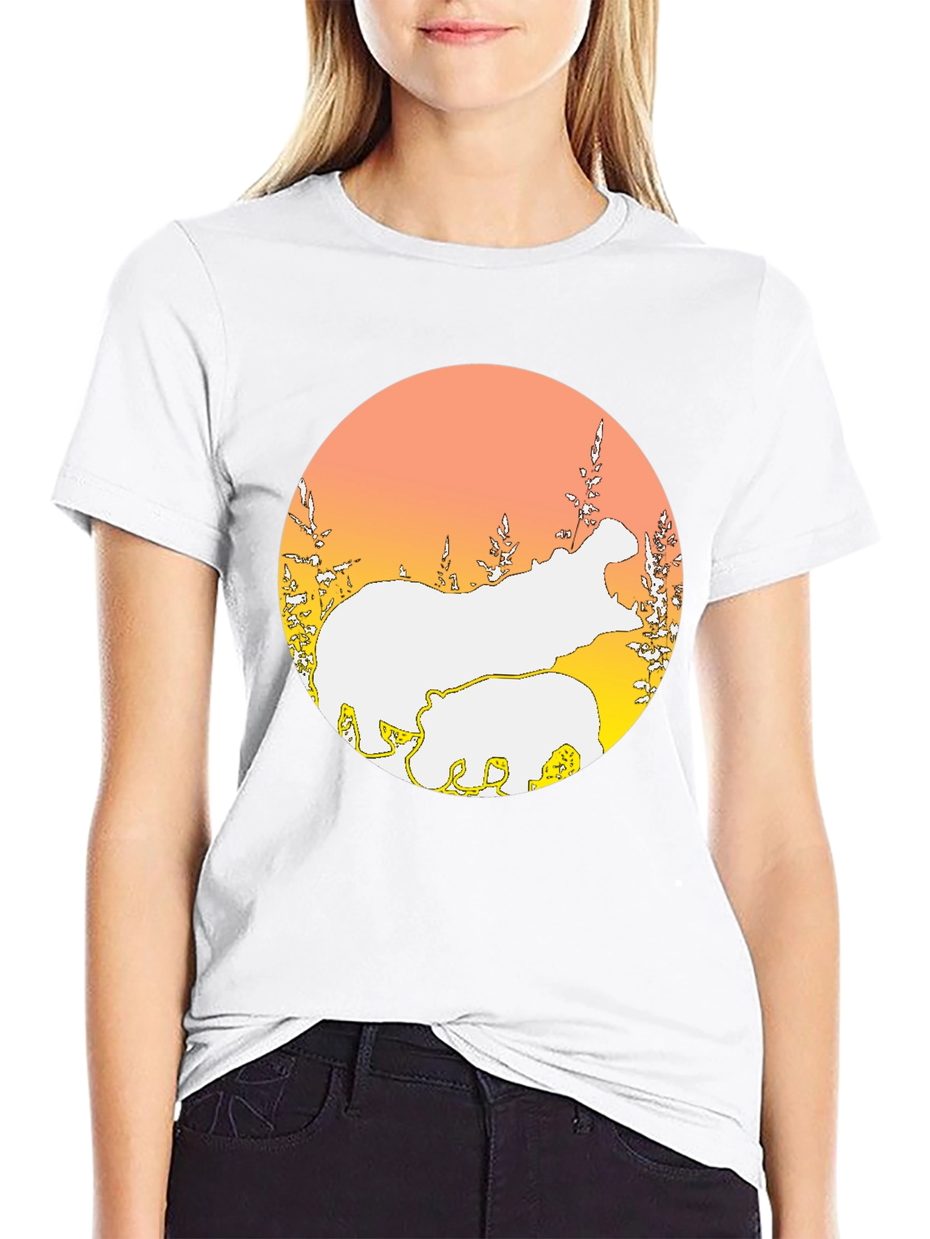 Hippo Silhouette Graphic Tee - Black