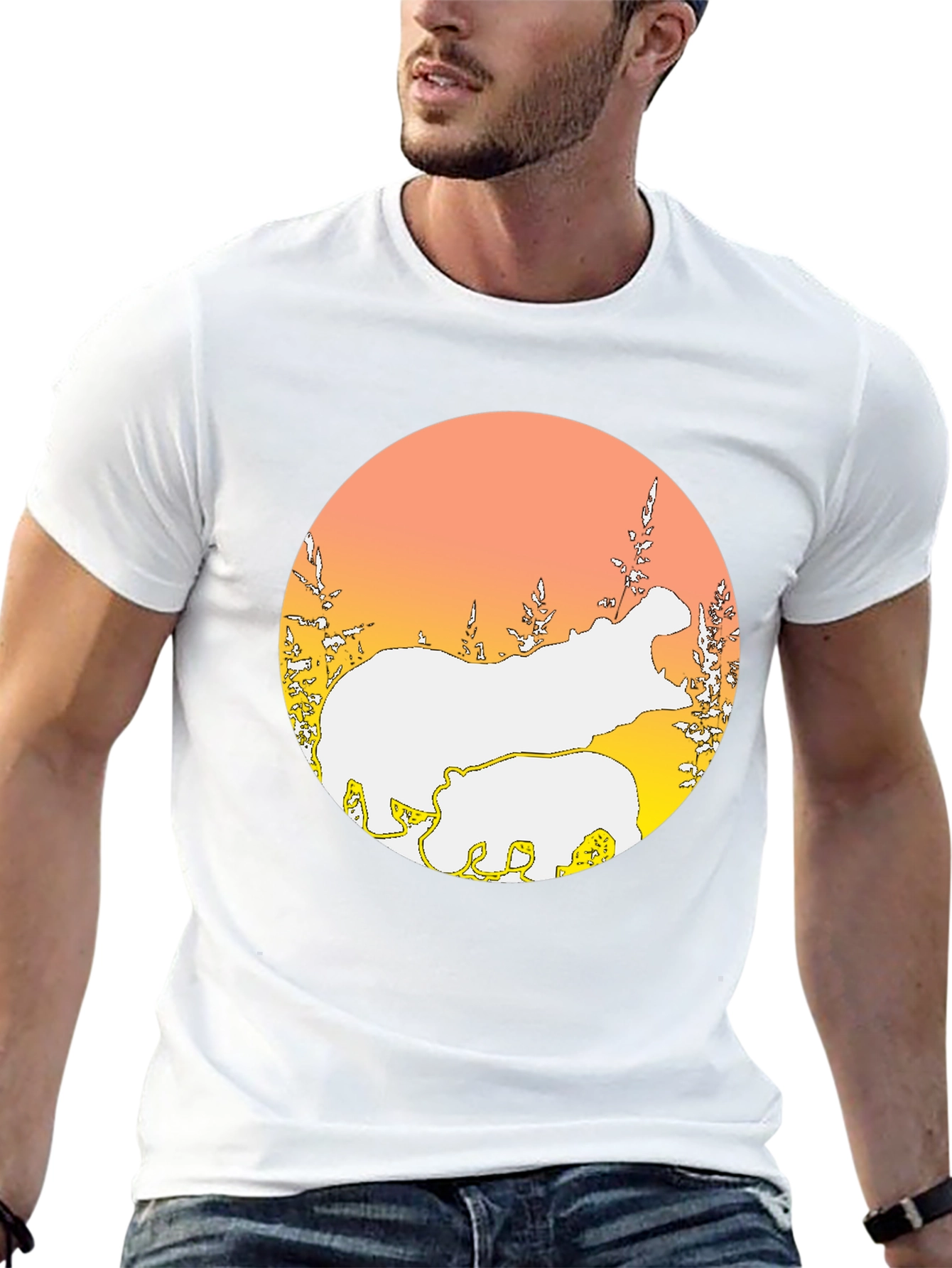 Hippo Silhouette Graphic Tee - Black