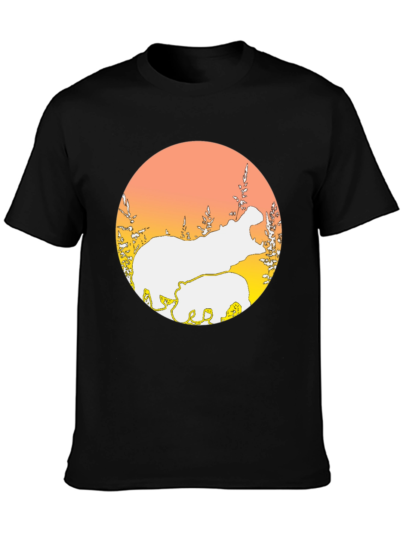 Hippo Silhouette Graphic Tee - Black