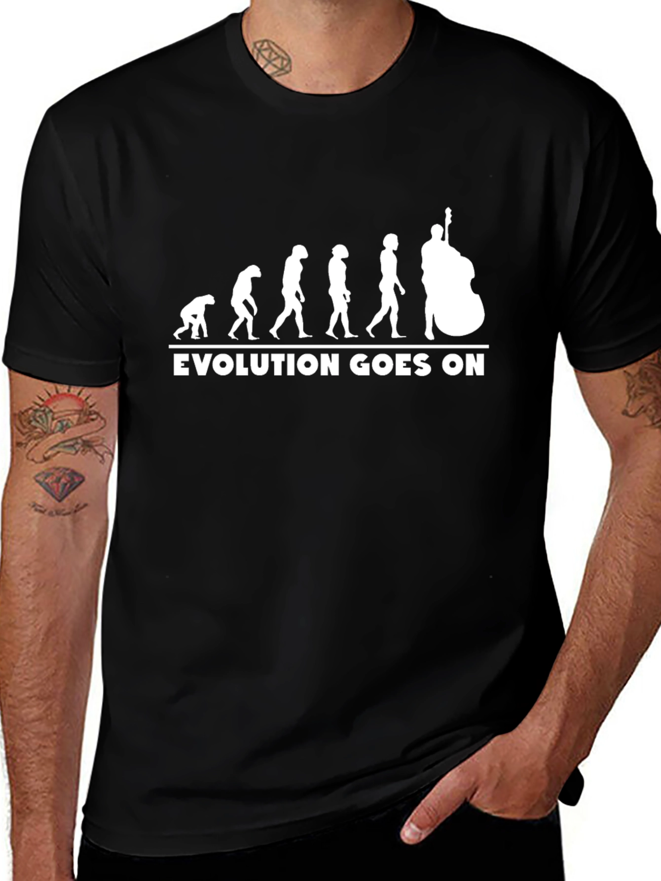 Evolution of Bass Player T-Shirt - Black Cotton Tee