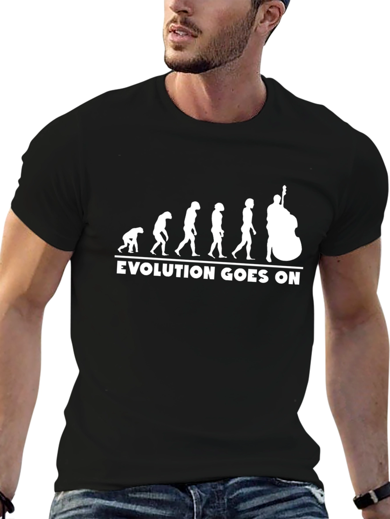 Evolution of Bass Player T-Shirt - Black Cotton Tee