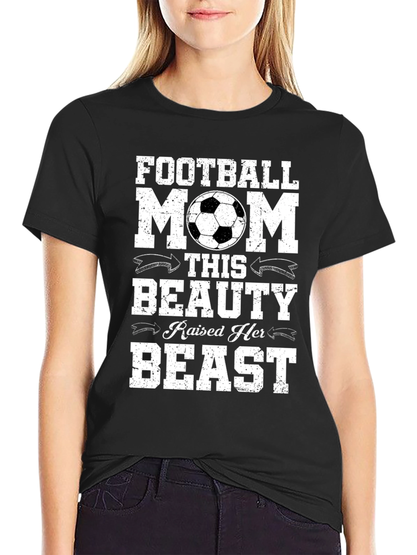 Football Mom T-Shirt - Raised a Beast