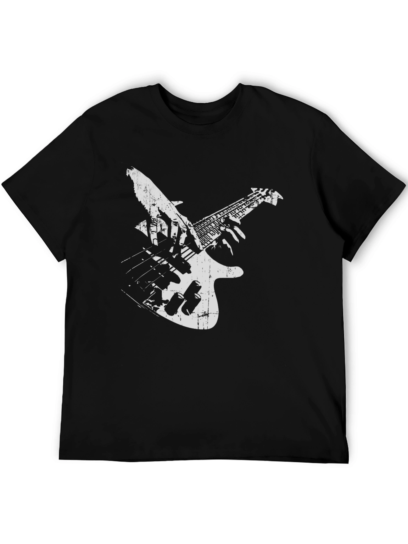 Guitar Player Graphic Tee - Black Cotton T-Shirt